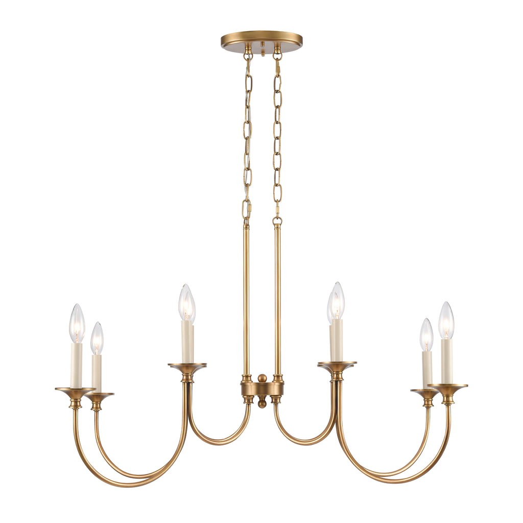 Cecil 34'' Wide 8-Light Linear Chandelier - Natural Brass
