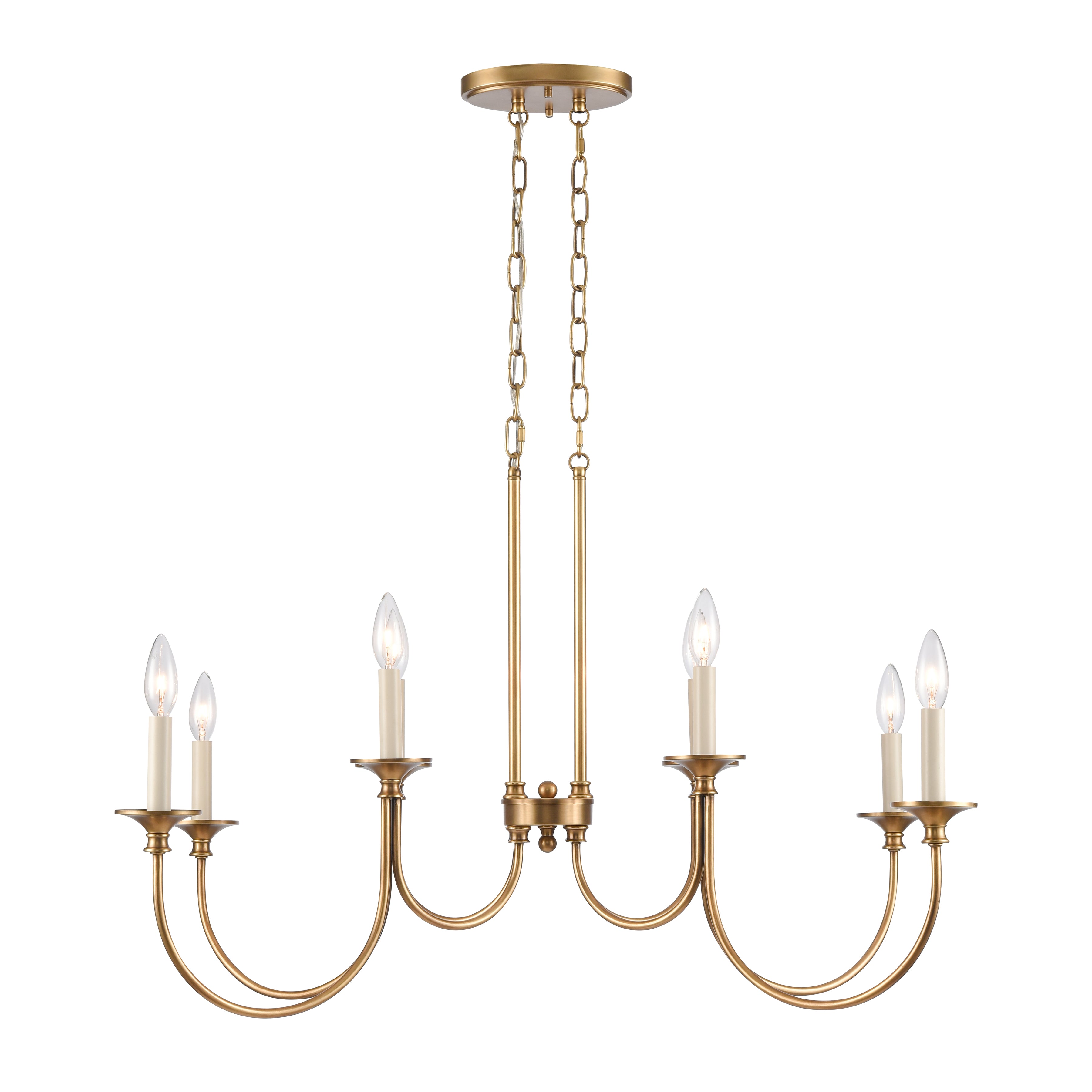 Cecil 34'' Wide 8-Light Linear Chandelier - Natural Brass