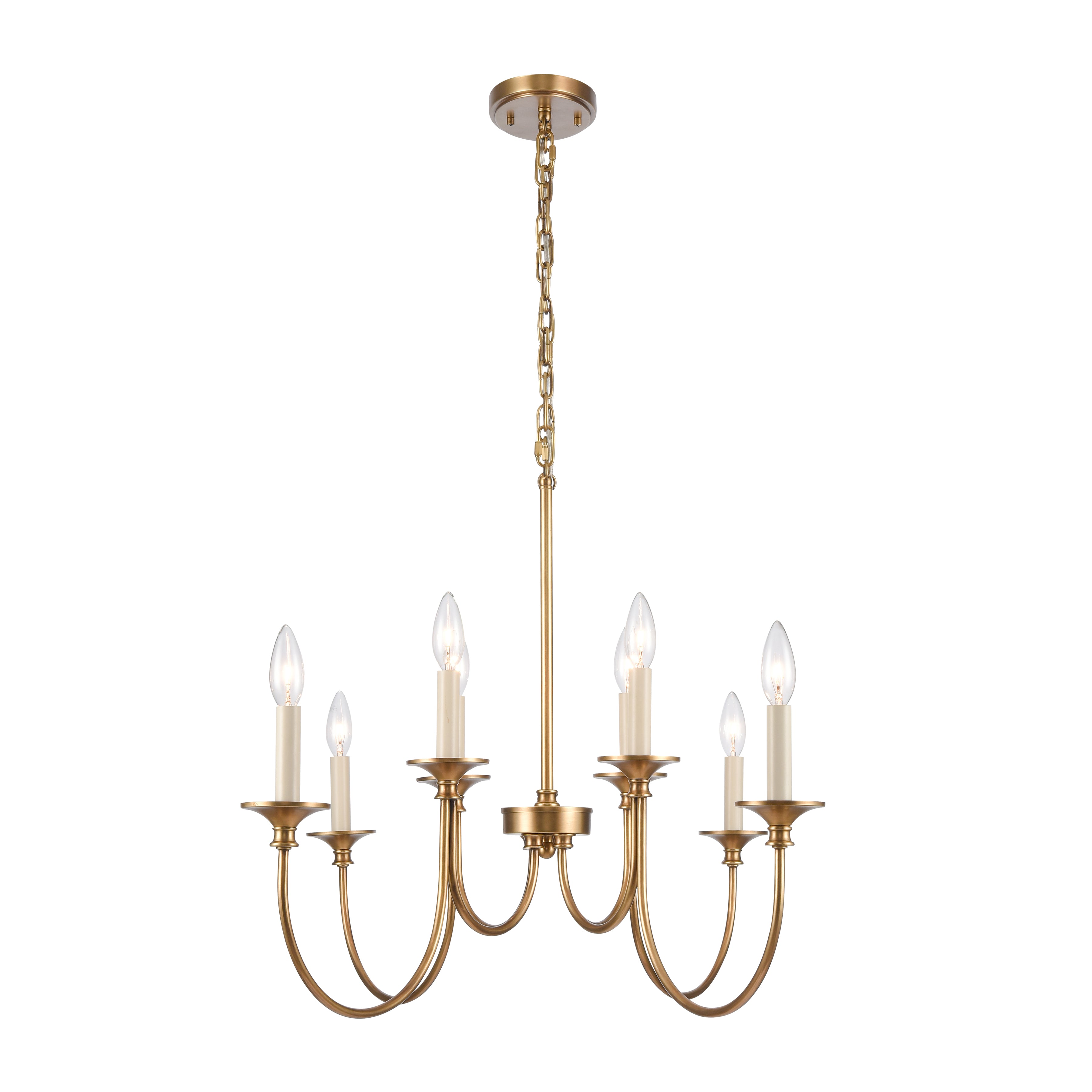 Cecil 34'' Wide 8-Light Linear Chandelier - Natural Brass