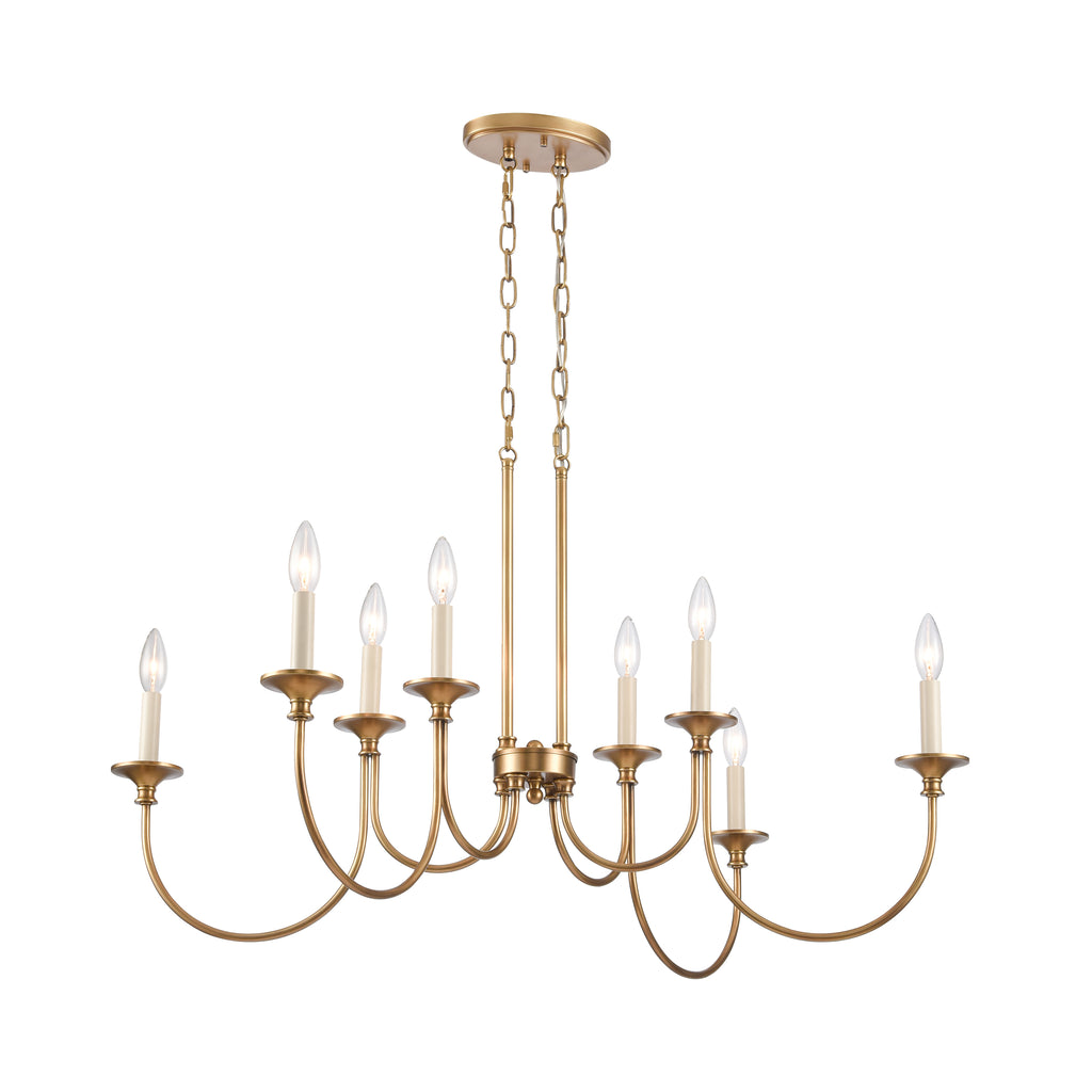 Cecil 34'' Wide 8-Light Linear Chandelier - Natural Brass