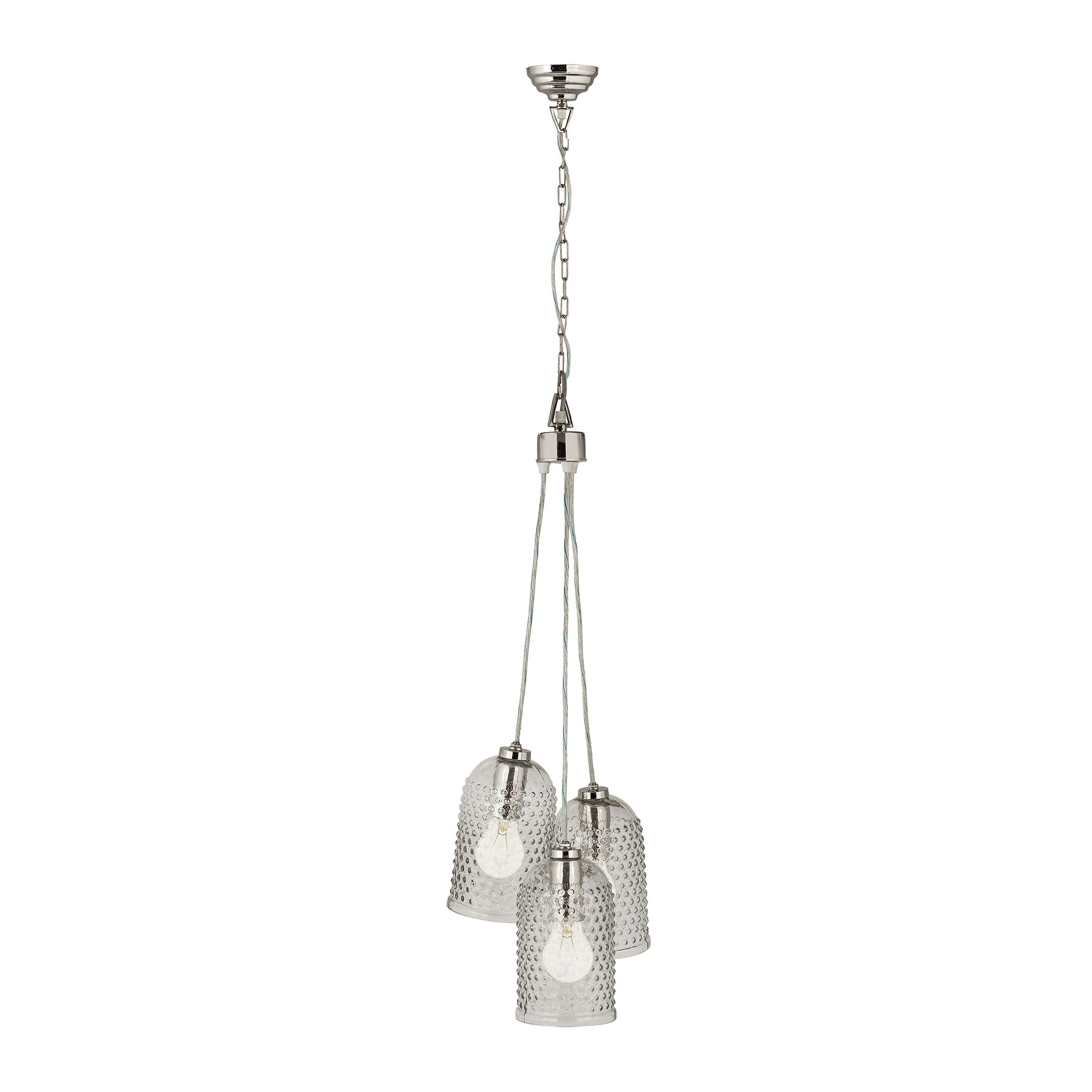 Hammered Glass 5'' Wide 3-Light Pendant - Clear