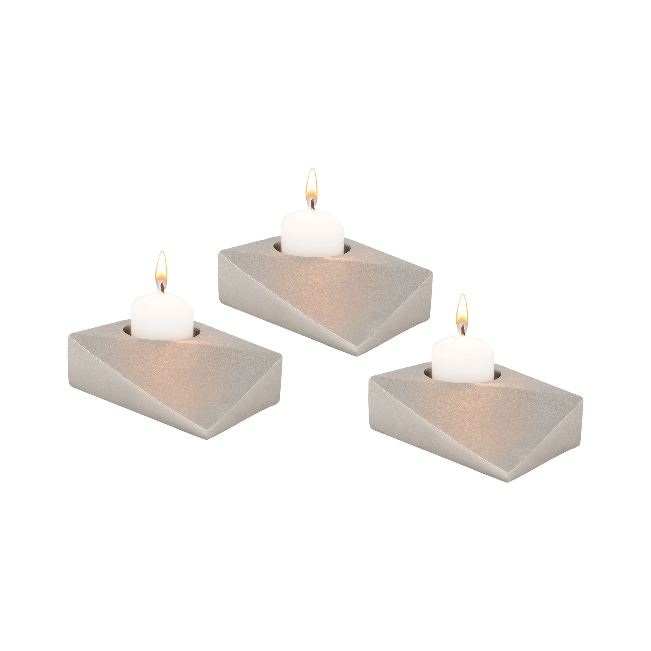 Trope Candleholder - Set of 3 Rectangular Nickel