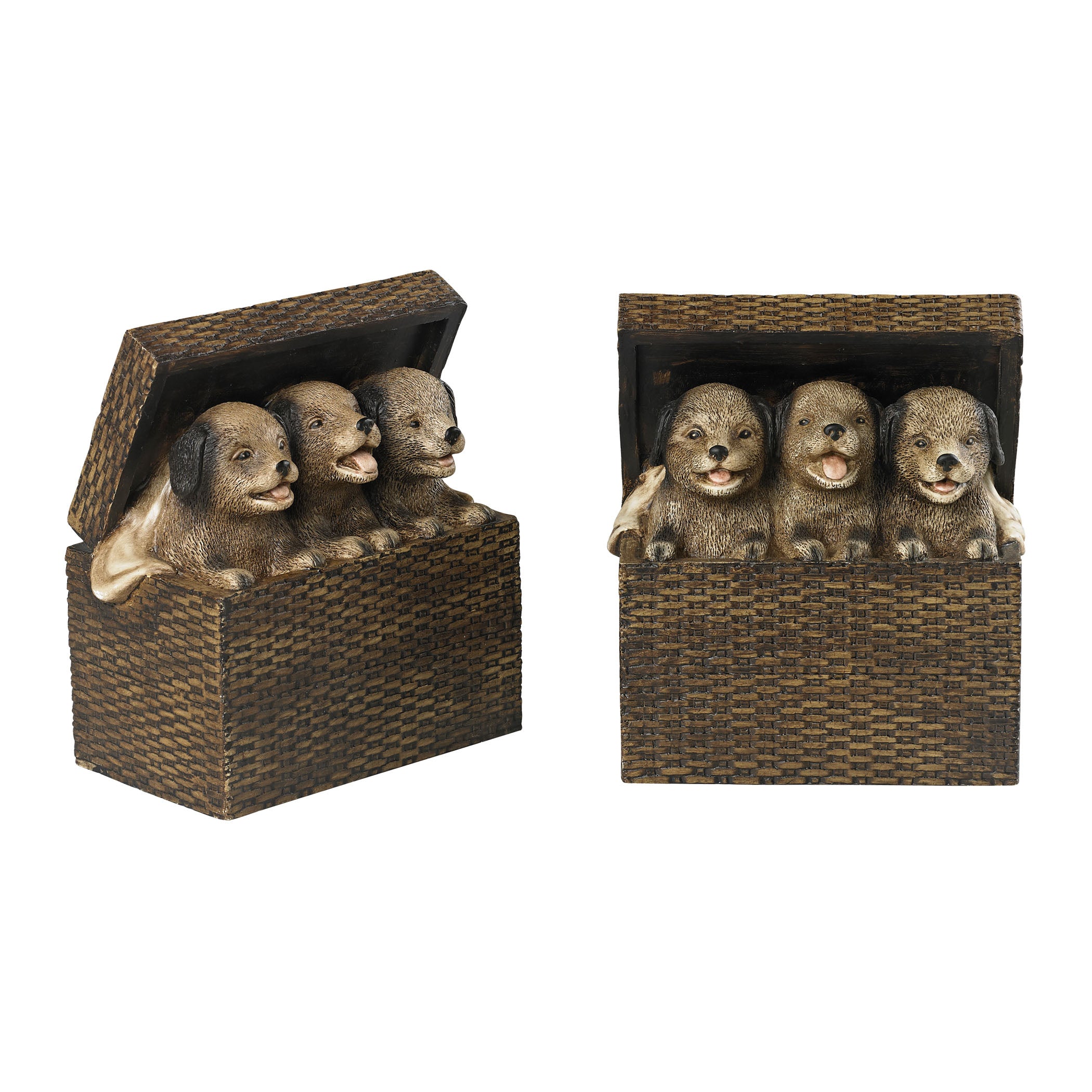 Puppy Trio Bookend - Set of 2 Brown