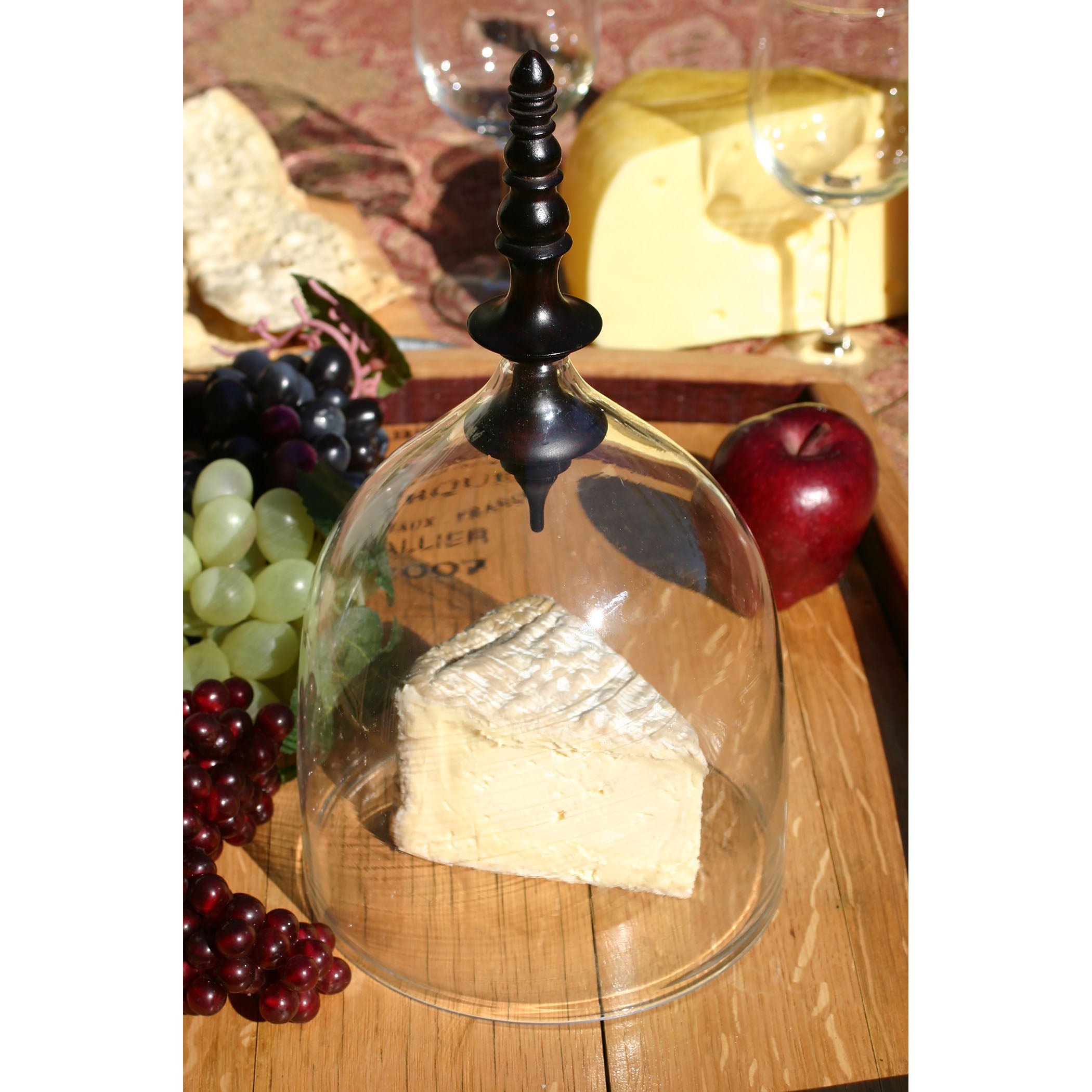 BELL CLOCHE W/ TURNED WOOD HANDLE on MARBLE - BASE