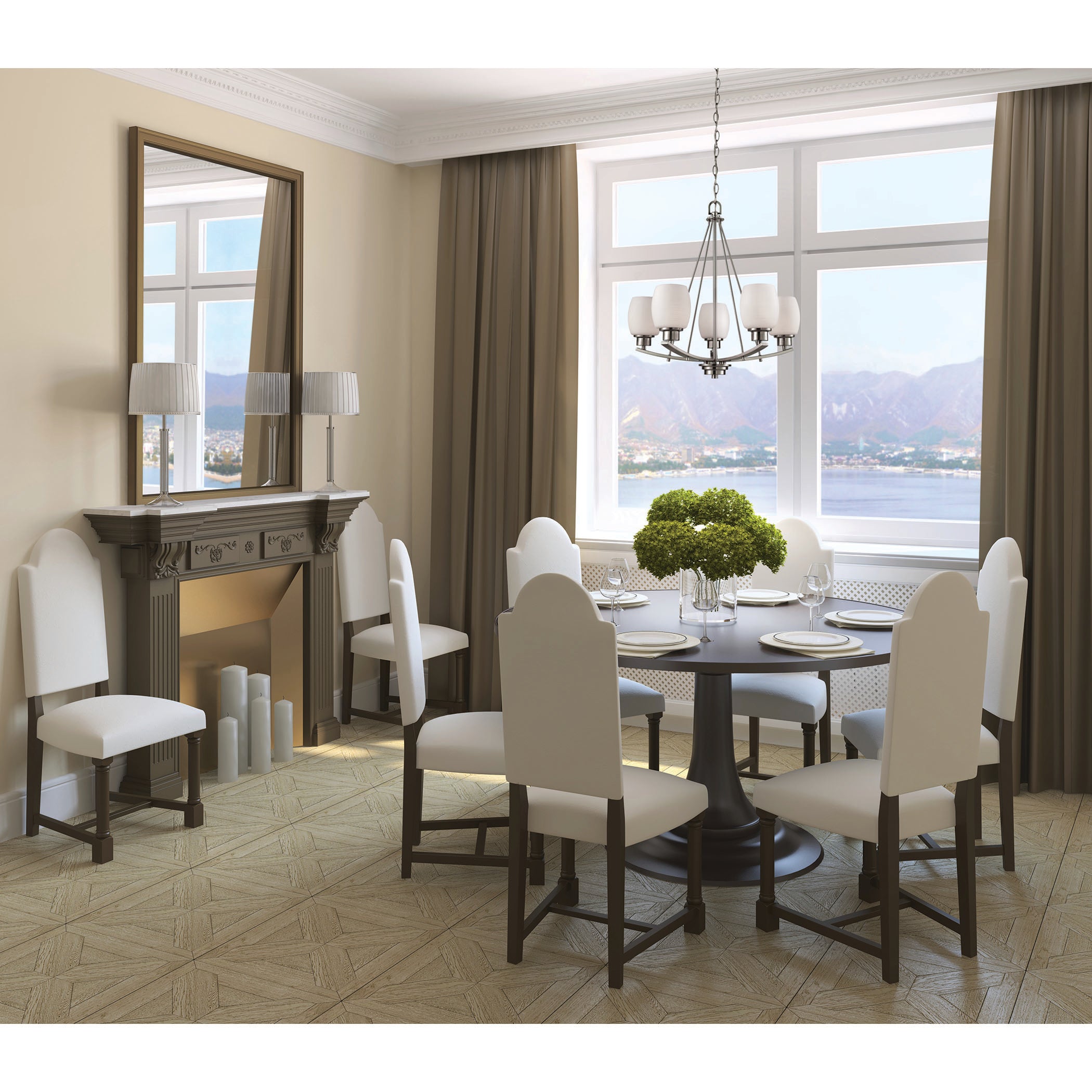 Casual Mission 22'' Wide 5-Light Chandelier - Brushed Nickel