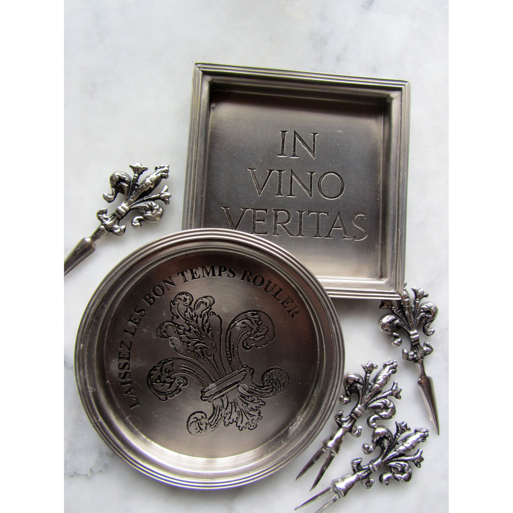 In Vino Veritas Coaster - Set of 4 Pewter