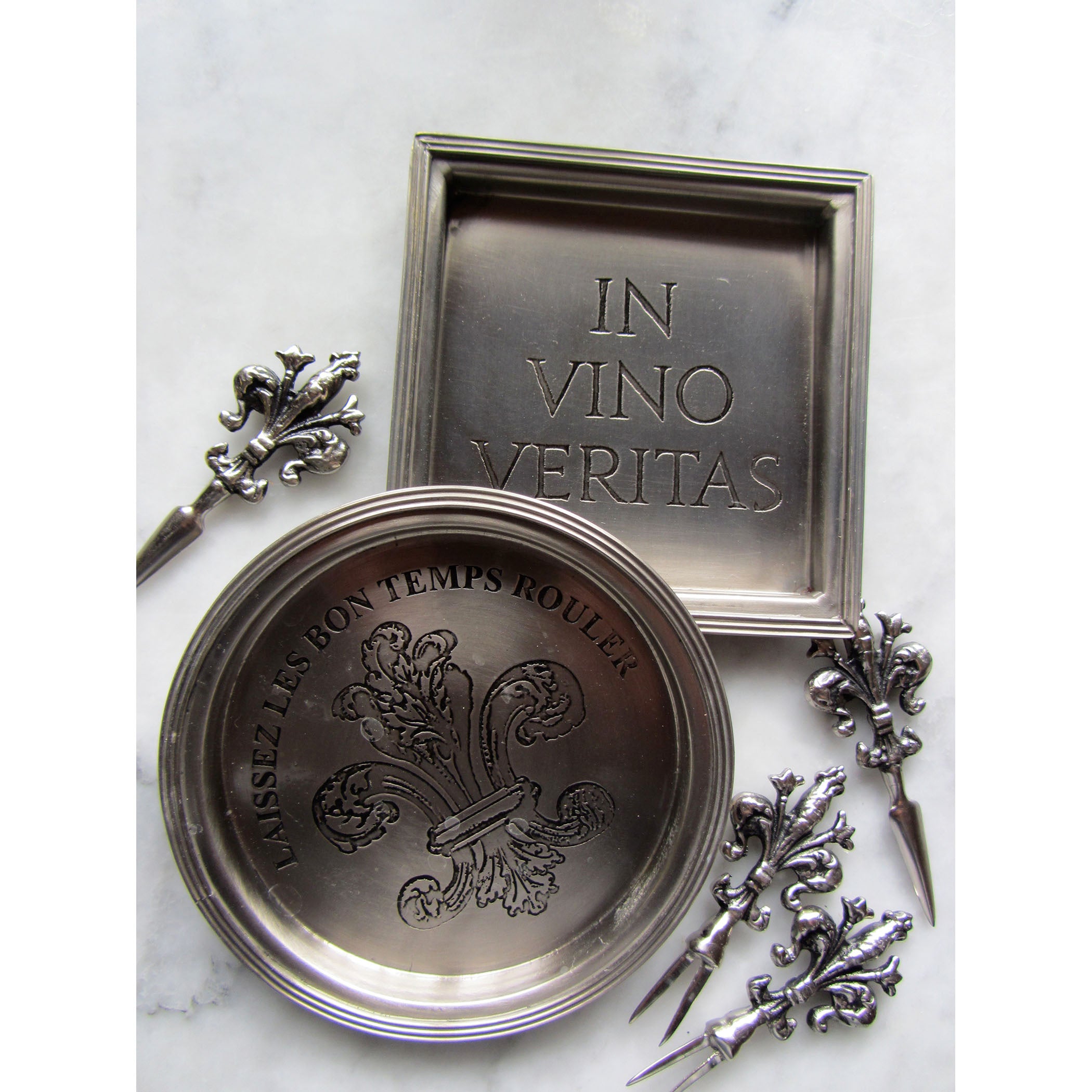 In Vino Veritas Coaster - Set of 4 Pewter