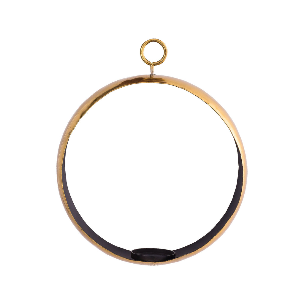 Outline Wall Candleholder - Round Gold