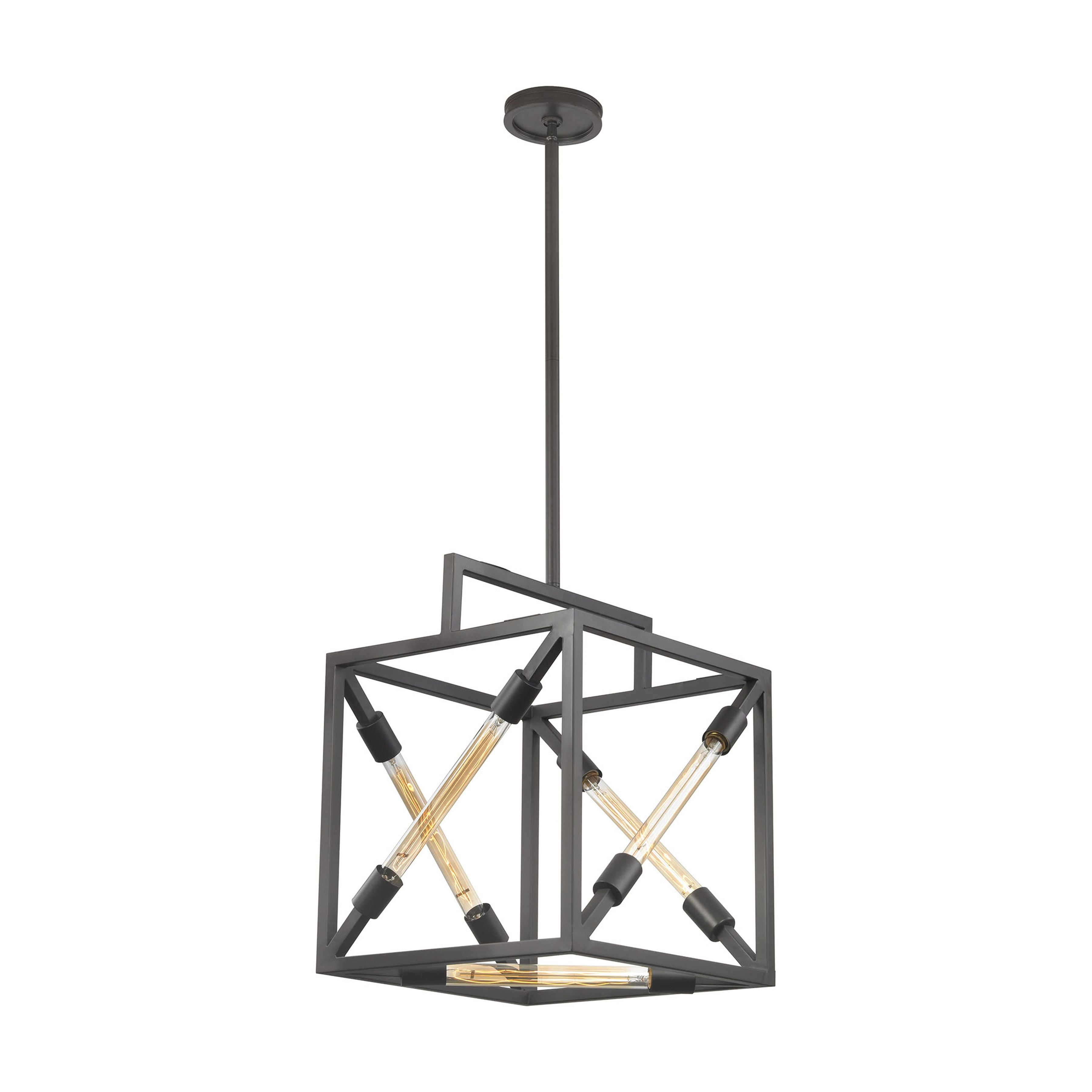 Box Tube 16'' Wide 5-Light Pendant - Oil Rubbed Bronze