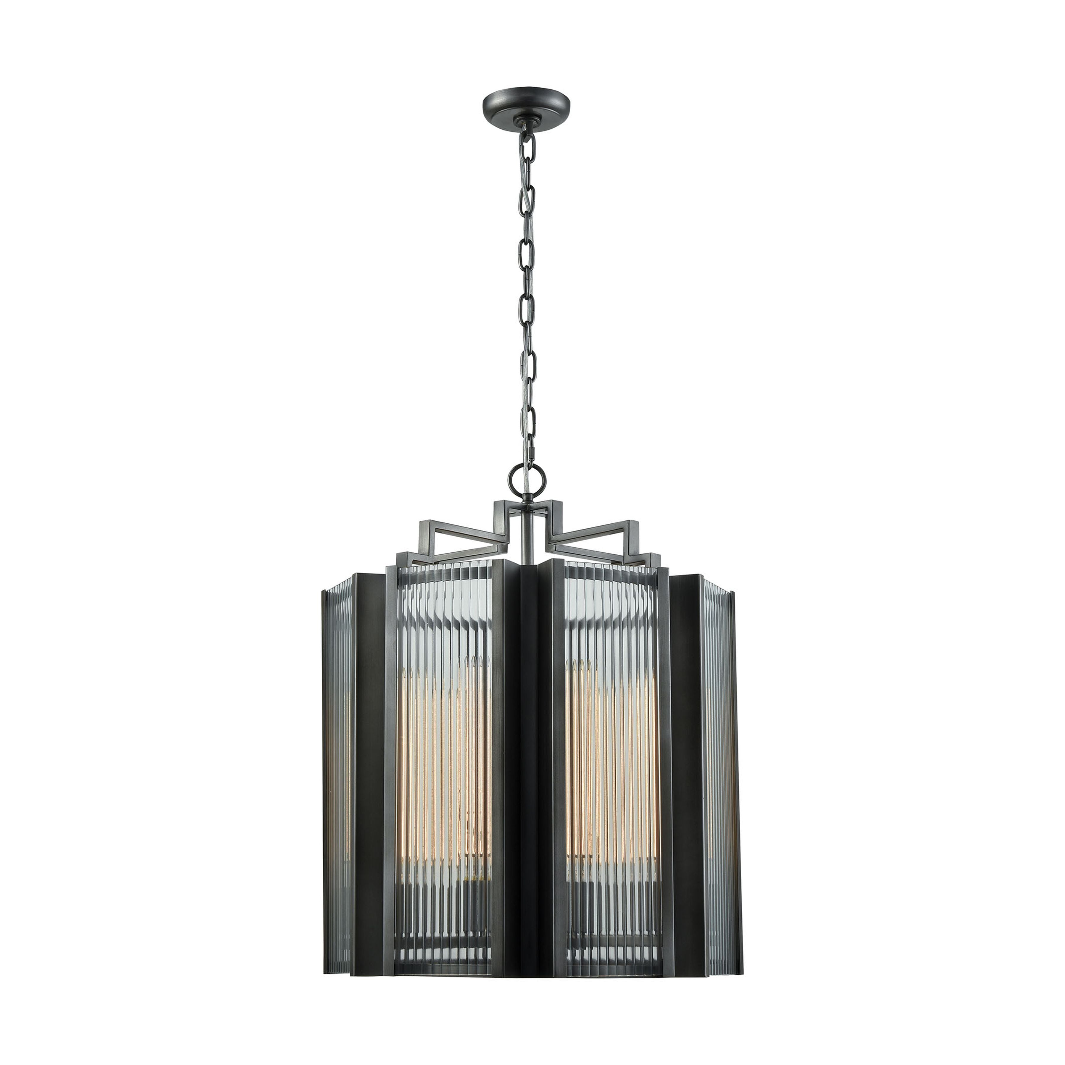Space Elevator 21'' Wide 8-Light Chandelier - Aged Pewter