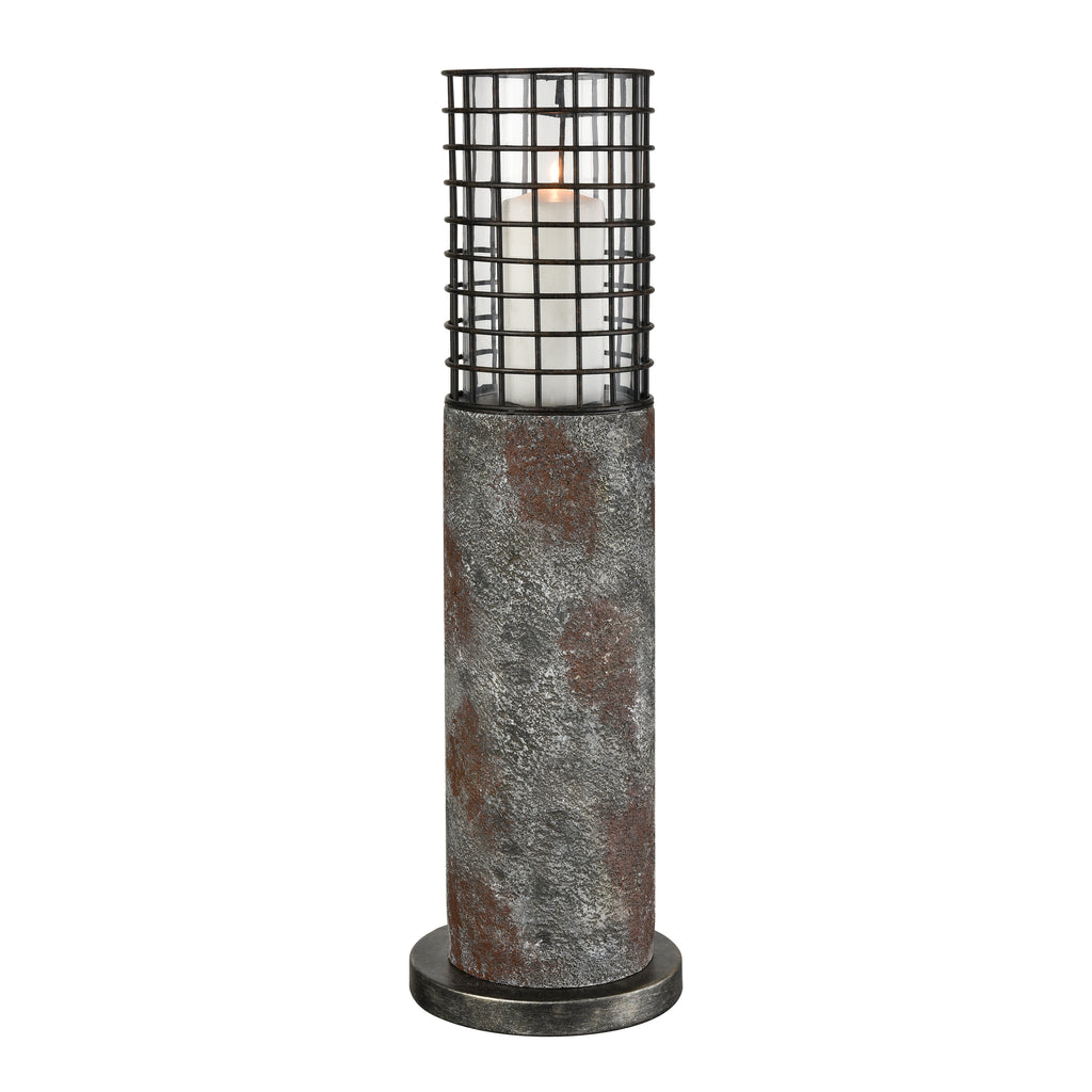 Gendarme Outdoor Candleholder - Weathered Stone