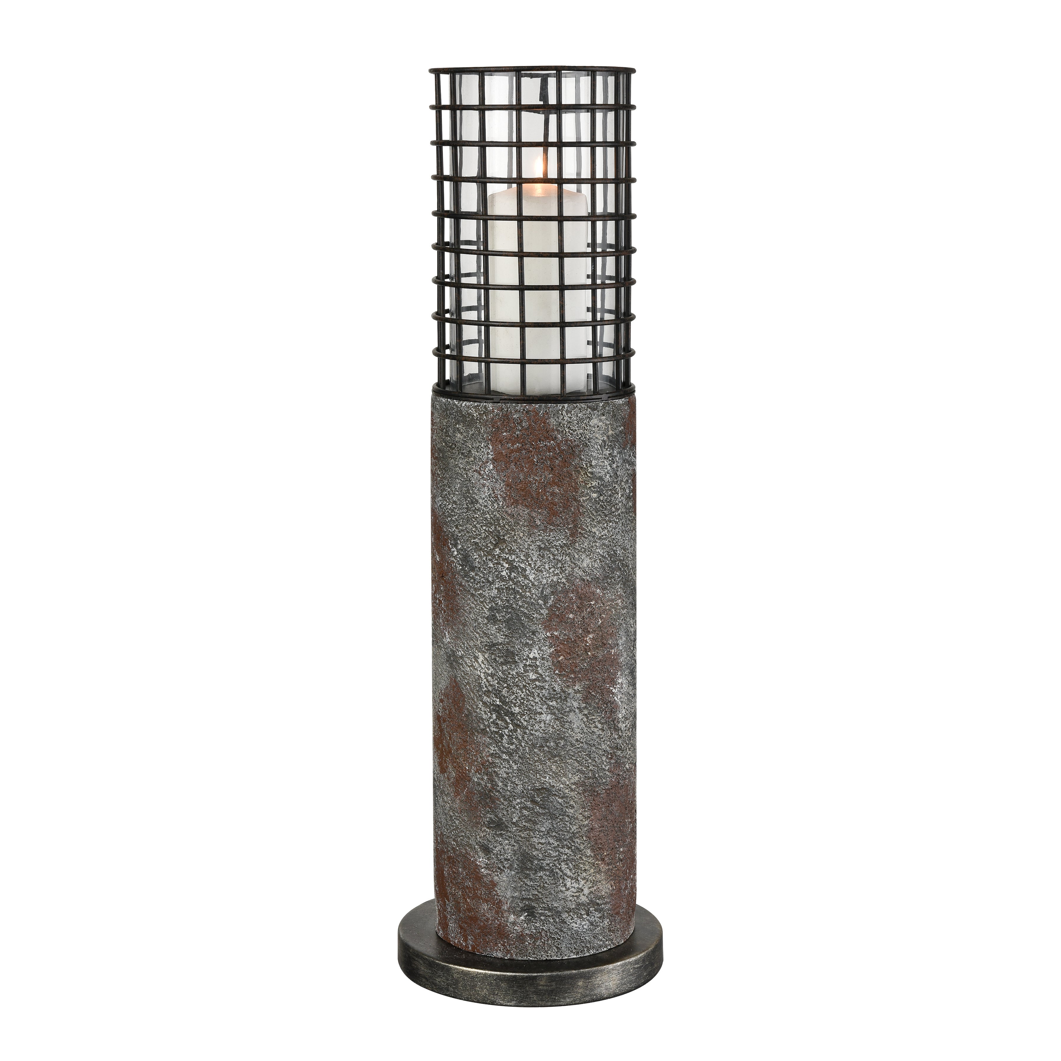 Gendarme Outdoor Candleholder - Weathered Stone