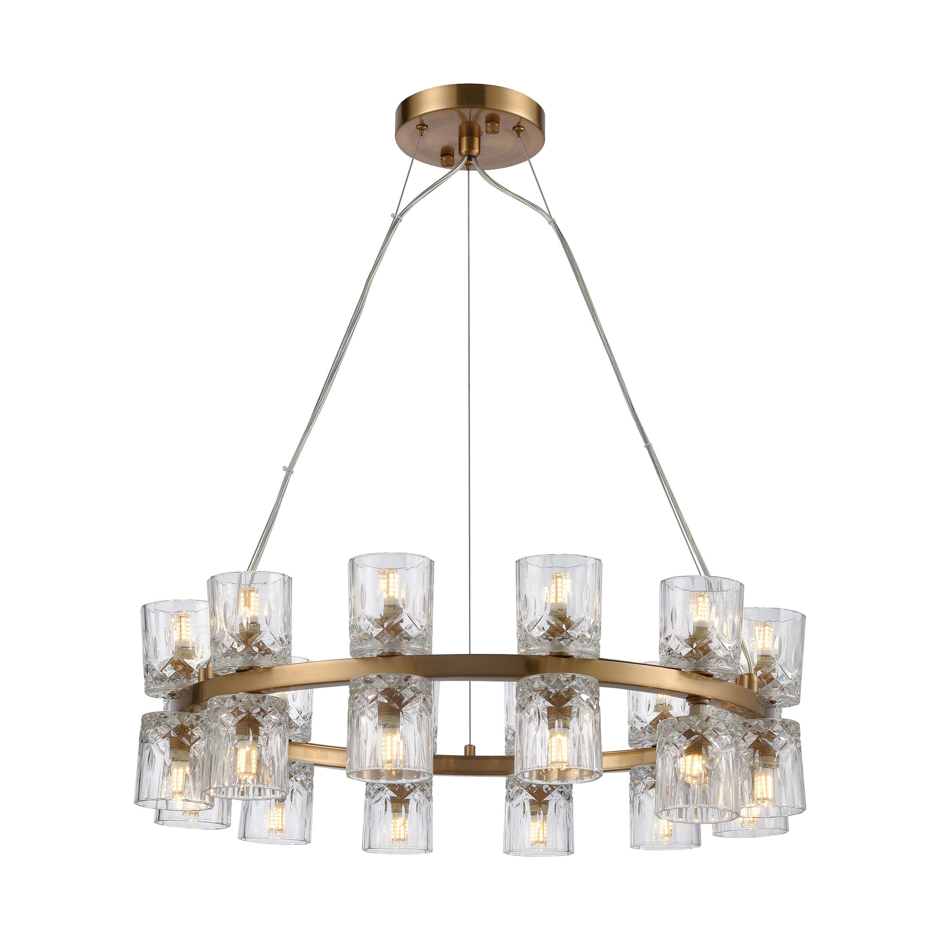 Double Vision 25'' Wide 24-Light Chandelier - Satin Brass