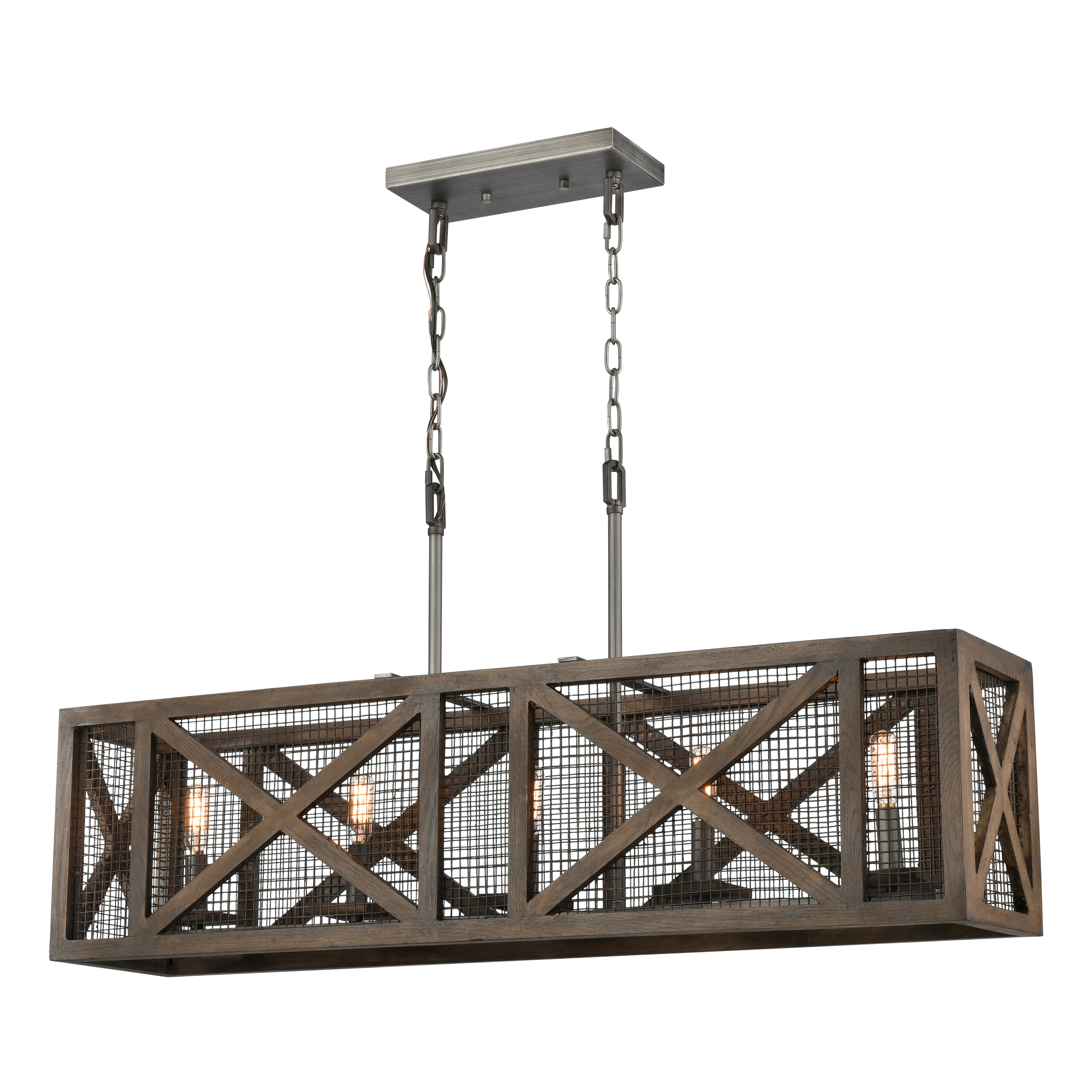 Stockyard 38'' Wide 5-Light Linear Chandelier - Weathered Zinc
