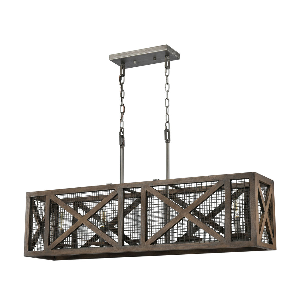Stockyard 38'' Wide 5-Light Linear Chandelier - Weathered Zinc