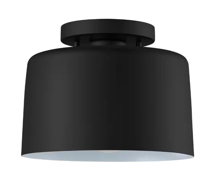 10'' Wide 1-Light Semi Flush Mount - Black