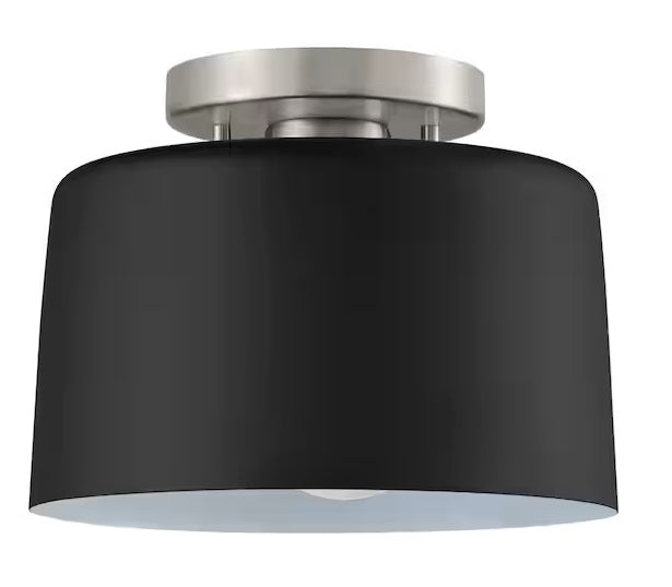 10'' Wide 1-Light Semi Flush Mount - Matte Black and Brushed Nickel