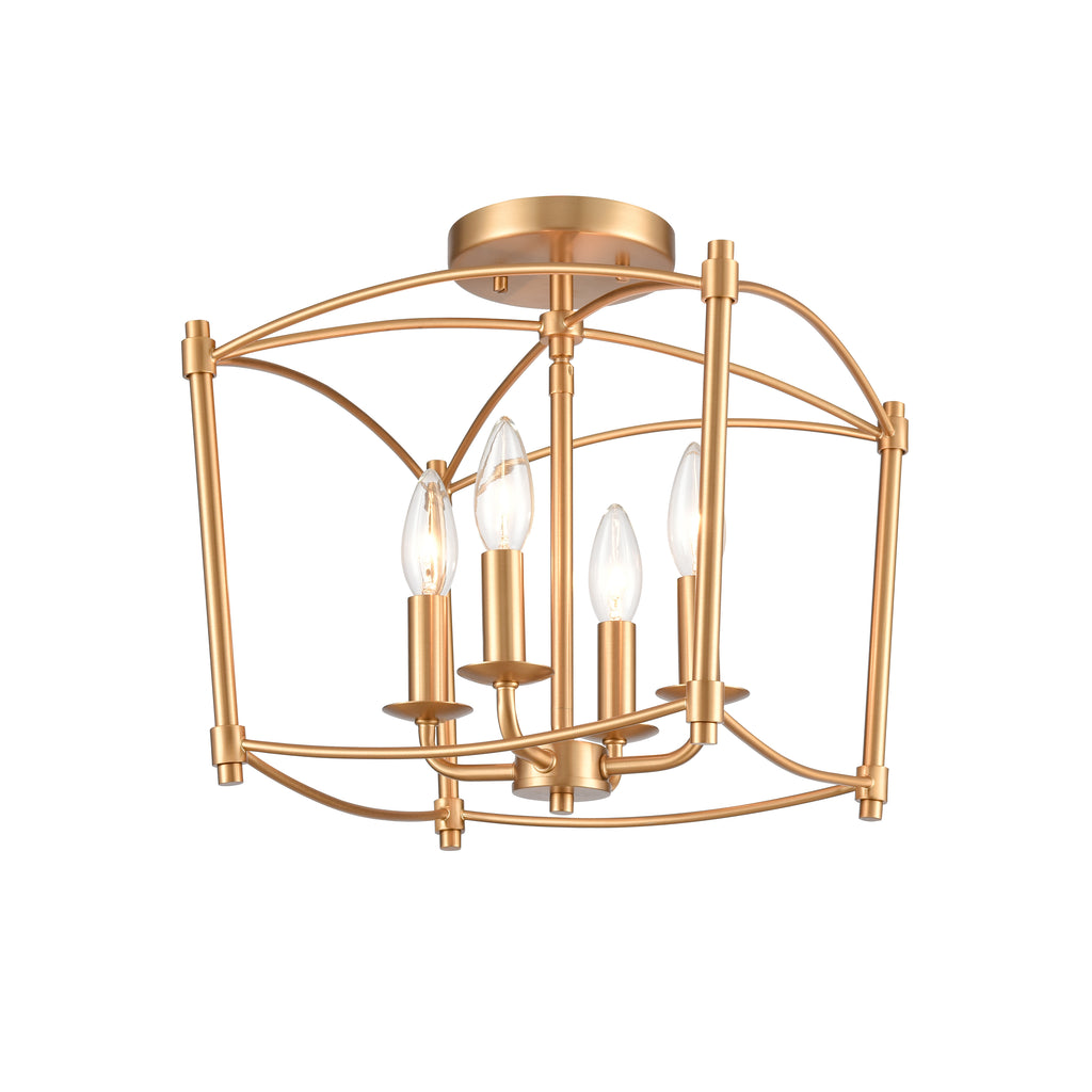 12'' Wide 4-Light Flush Mount - Brushed Gold