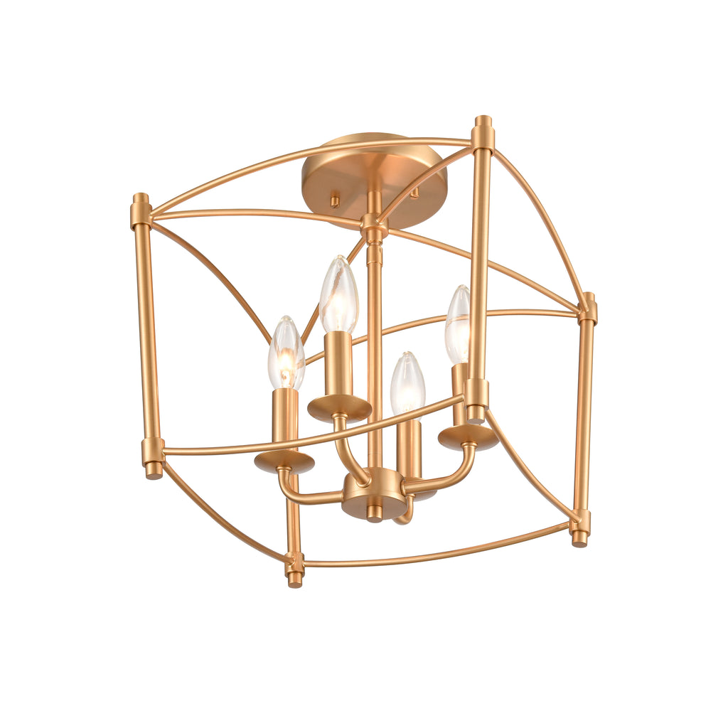 12'' Wide 4-Light Flush Mount - Brushed Gold