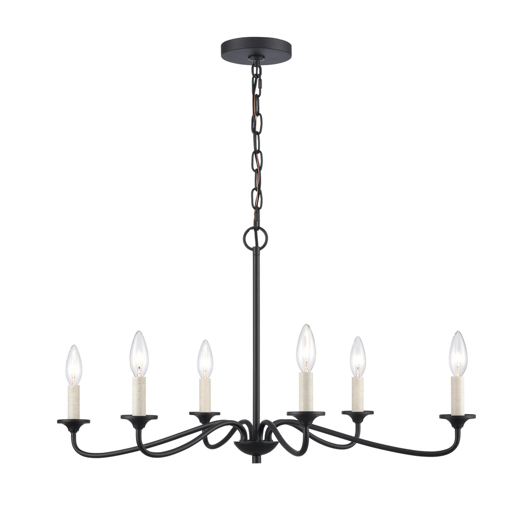 Oval 30'' Wide 6-Light Chandelier - Matte Black