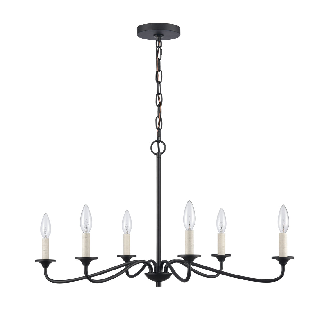 Oval 30'' Wide 6-Light Chandelier - Matte Black