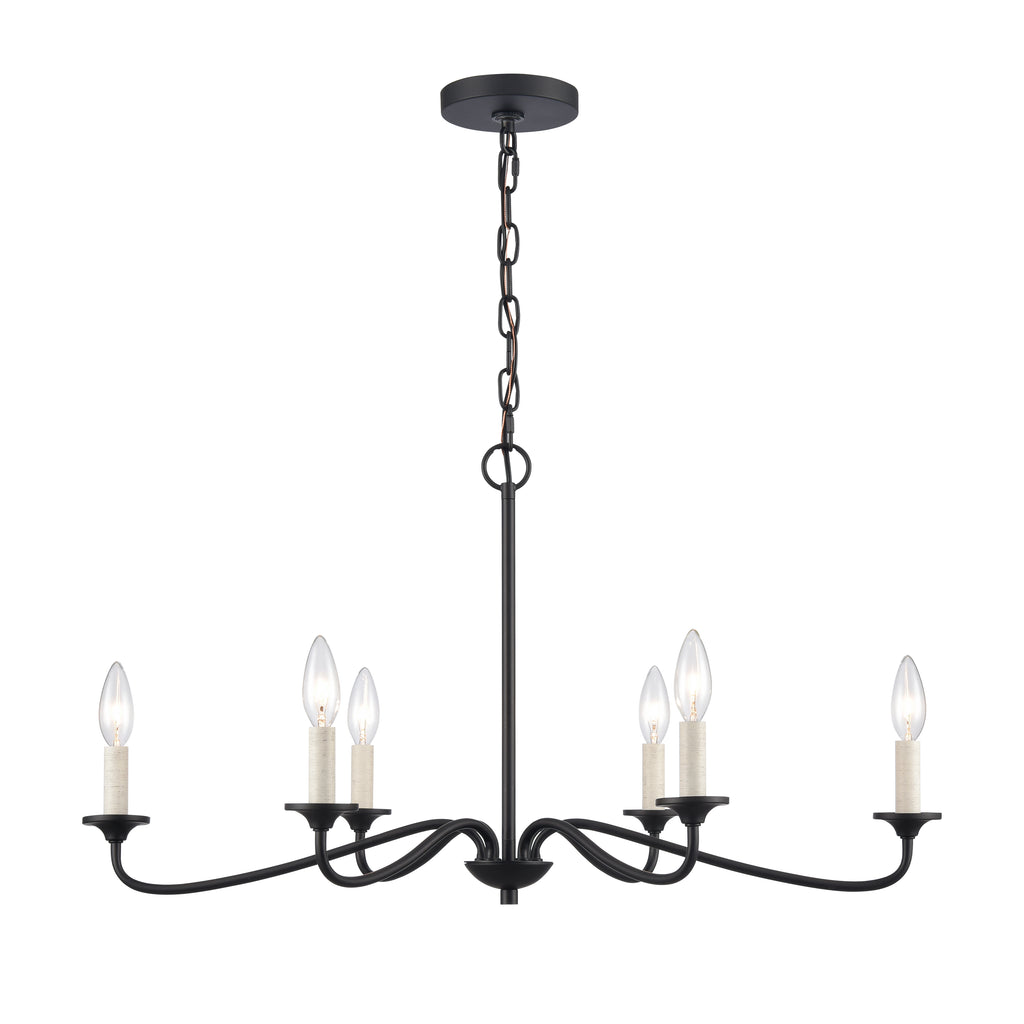 Oval 30'' Wide 6-Light Chandelier - Matte Black
