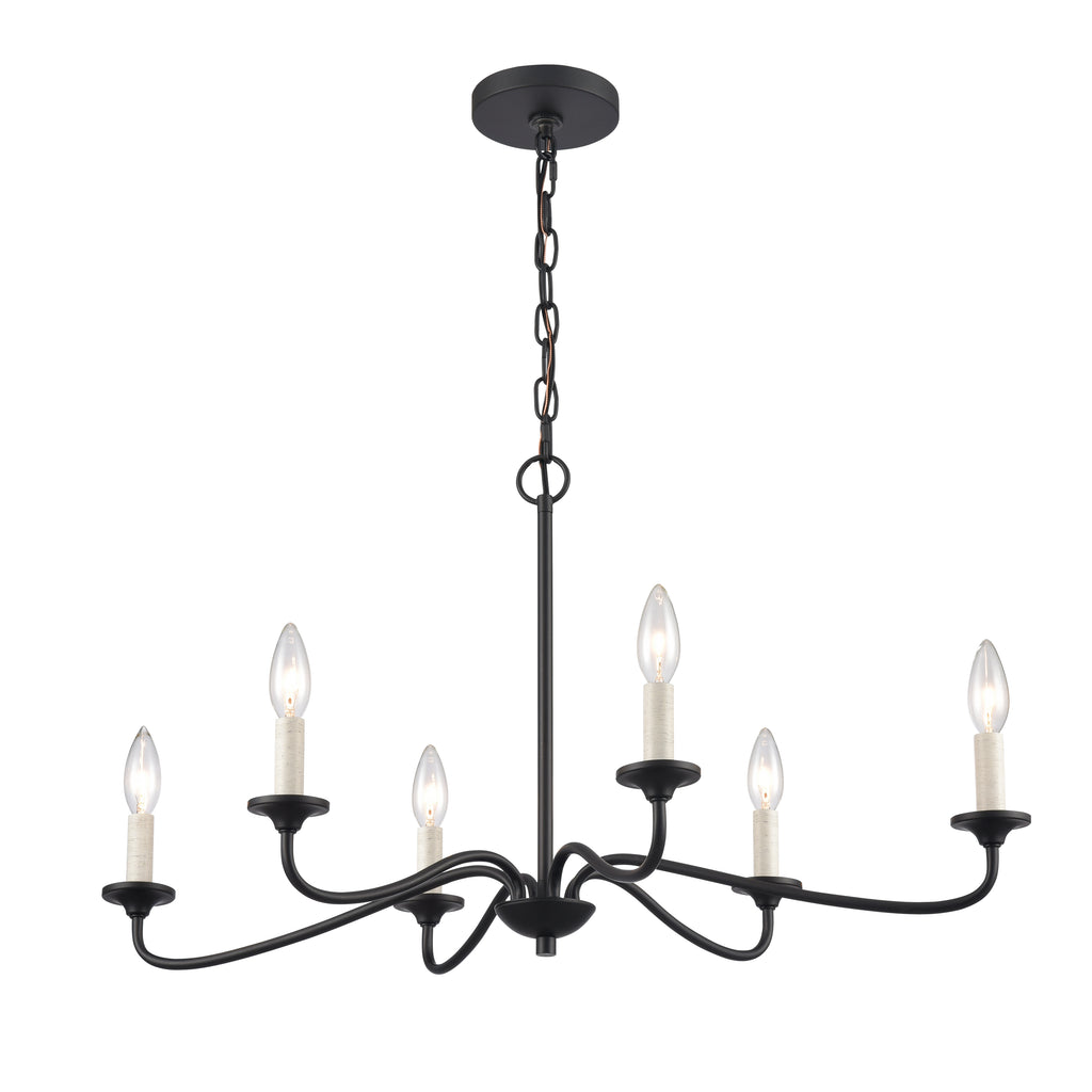 Oval 30'' Wide 6-Light Chandelier - Matte Black