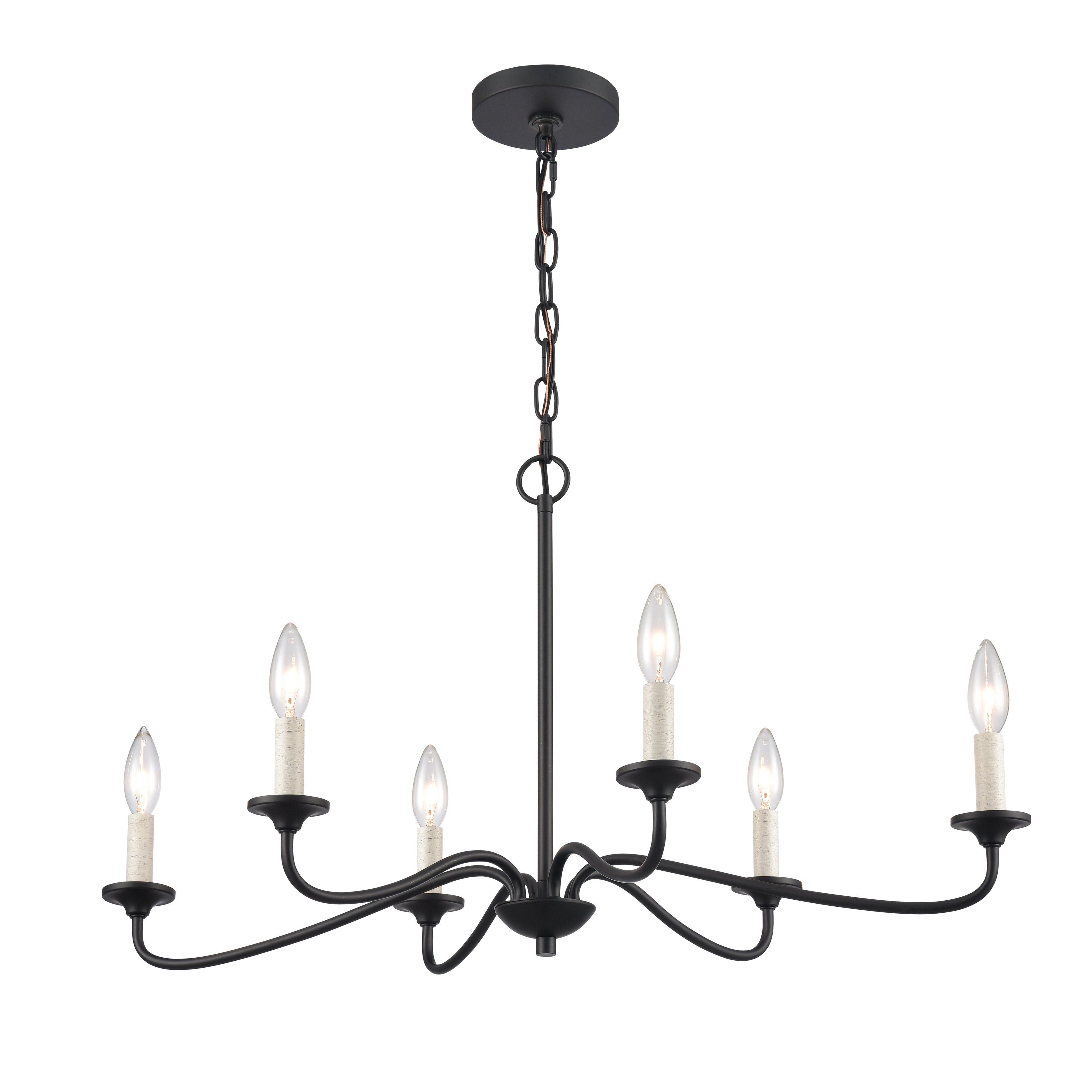 Oval 30'' Wide 6-Light Chandelier - Matte Black