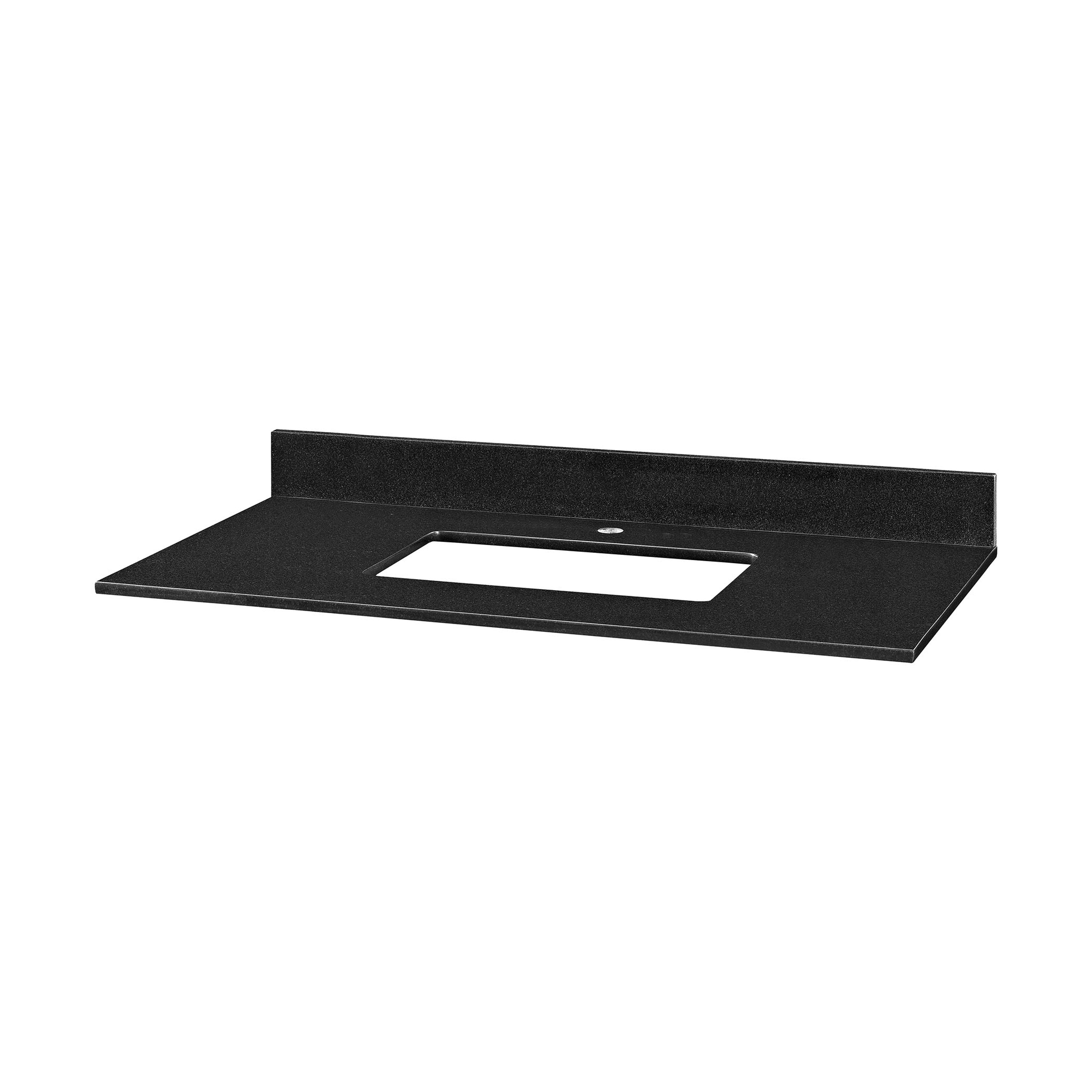 Elijah Vanity Top - Rectangular Undermount Single Faucet Hole 43'' Black Granite