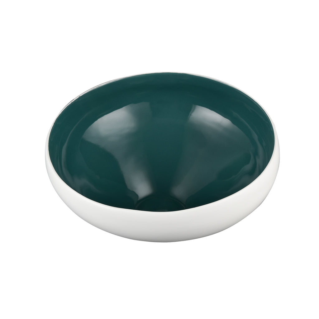Greer Bowl - Tall White and Turquoise Glazed