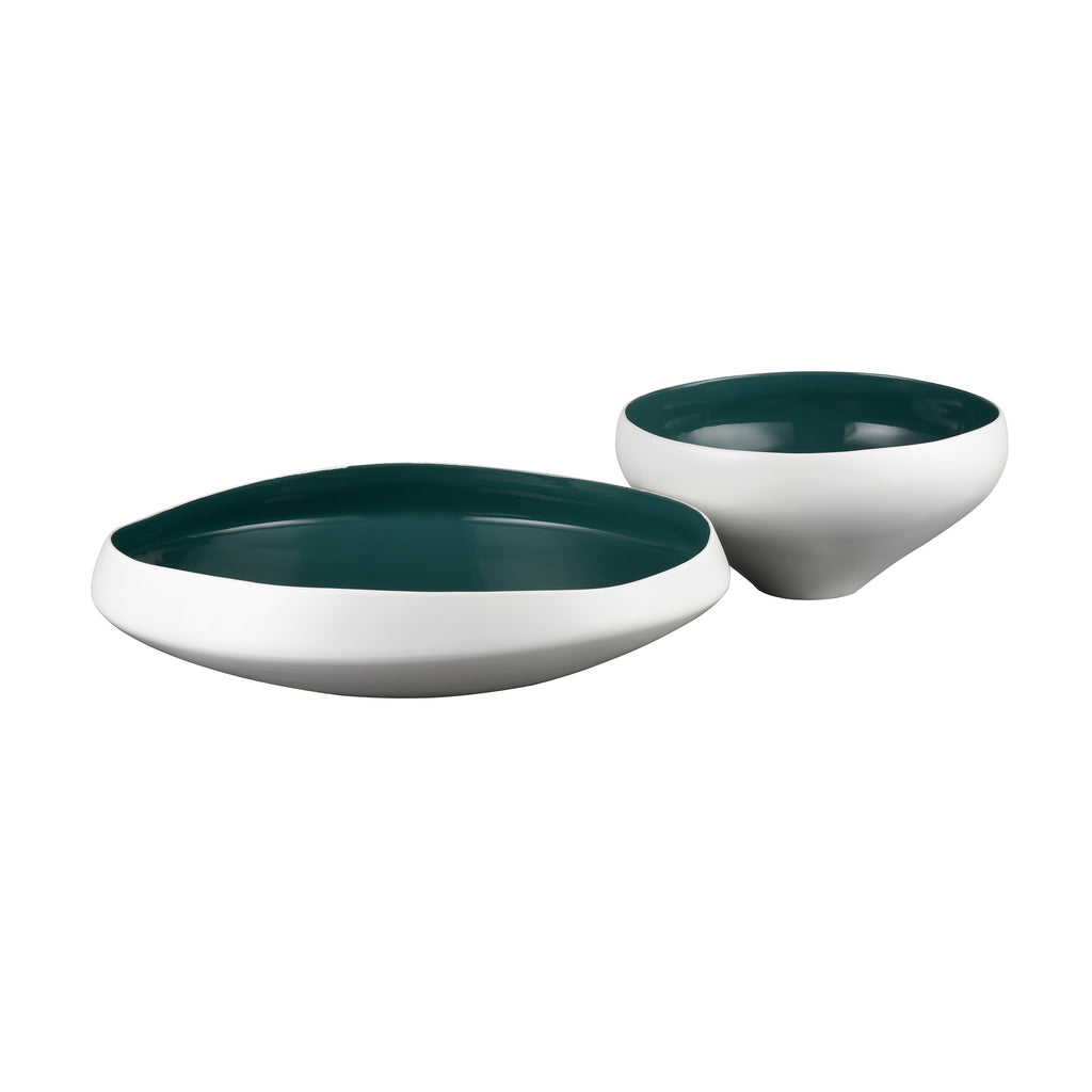 Greer Bowl - Tall White and Turquoise Glazed