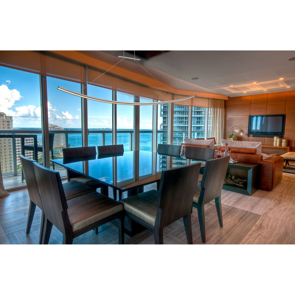 Bow 74'' Wide Integrated LED Linear Chandelier - Aluminum