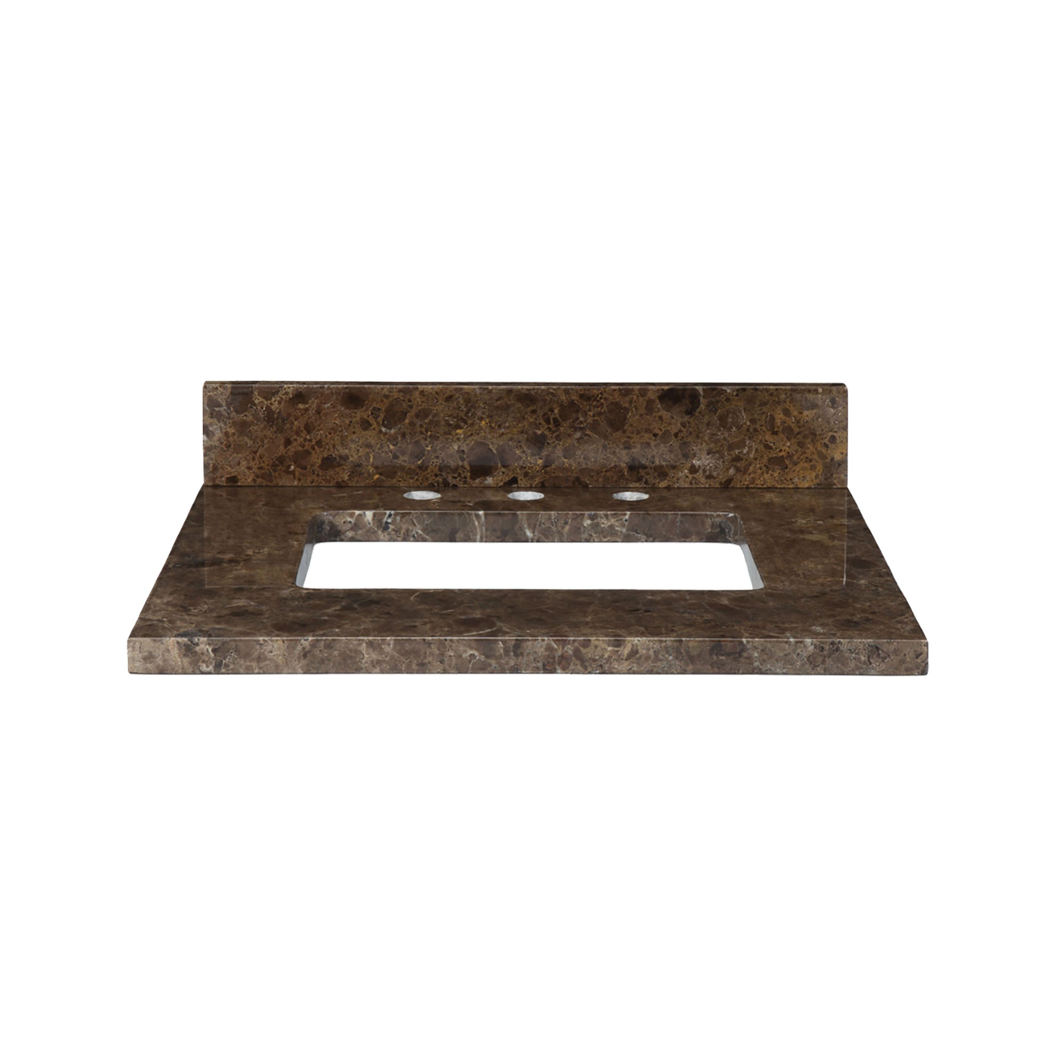 Verse Vanity Top - Rectangular Undermount 25'' Brown Emperador Marble