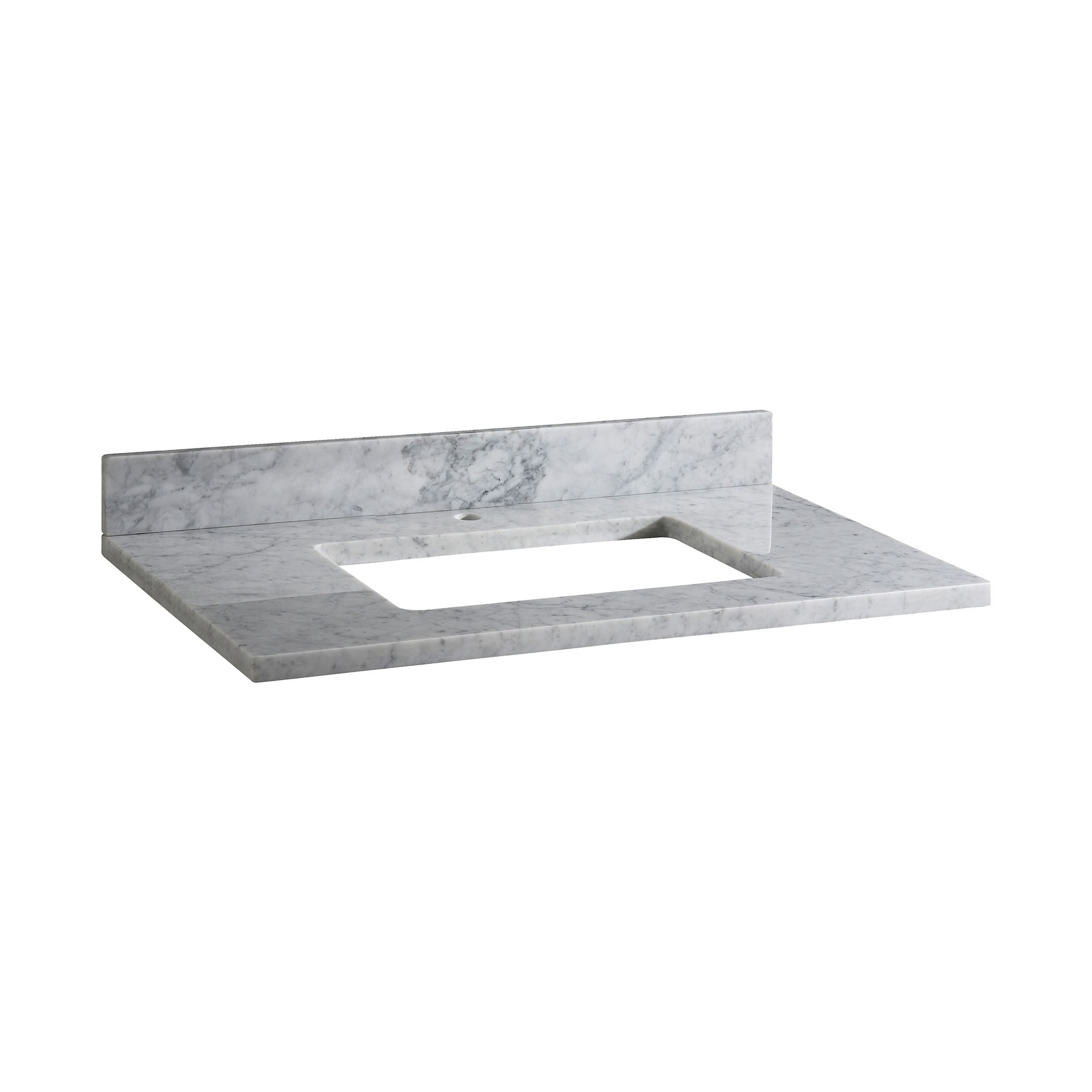 Elijah Vanity Top - Rectangular Undermount Single Faucet Hole 37'' White Carrara Marble
