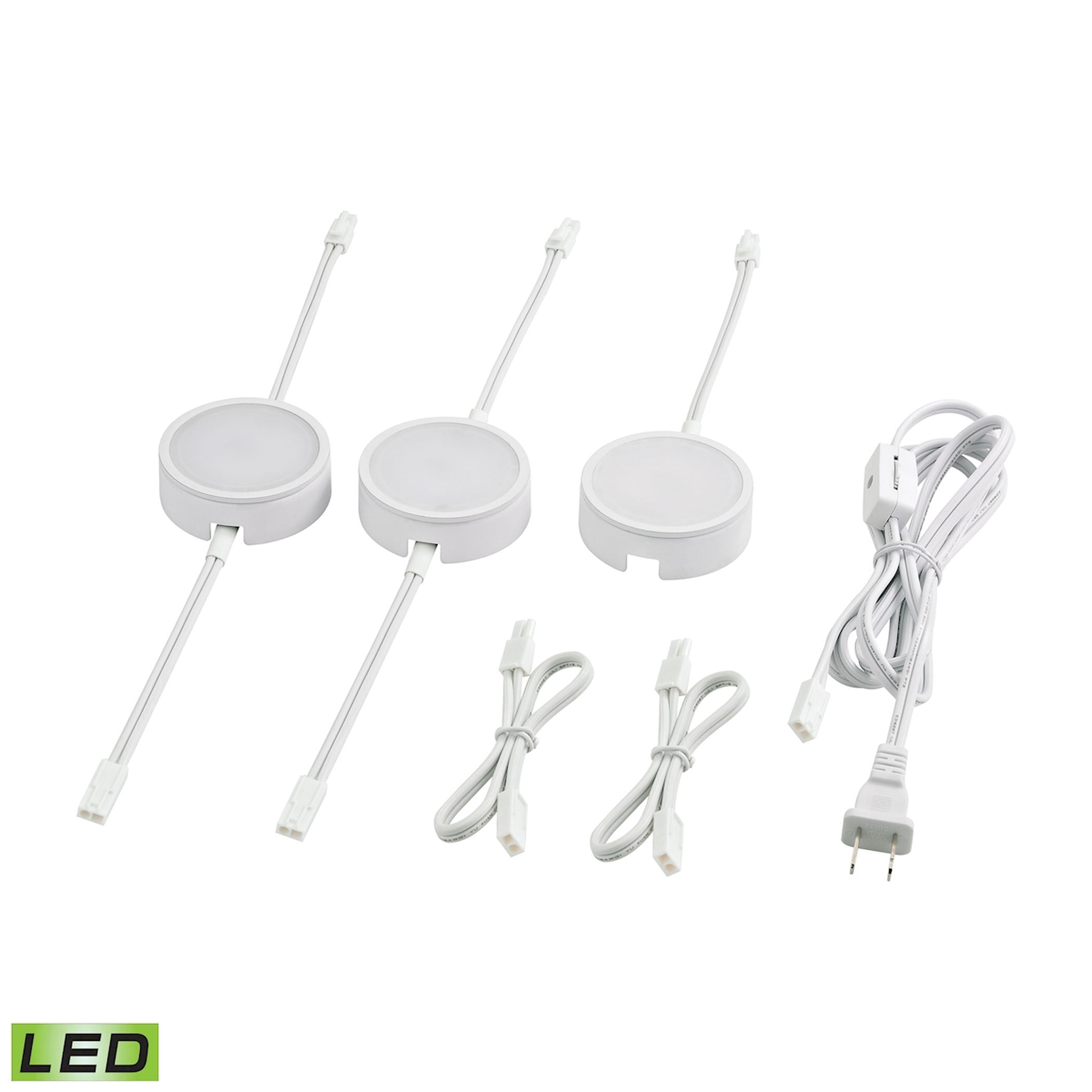 Metal Housing 6ft Power Cord w/Plug and Line Switch 2Pcs 12-inch Jump Cord 1Pc Has 1 Tail 2Pcs - White