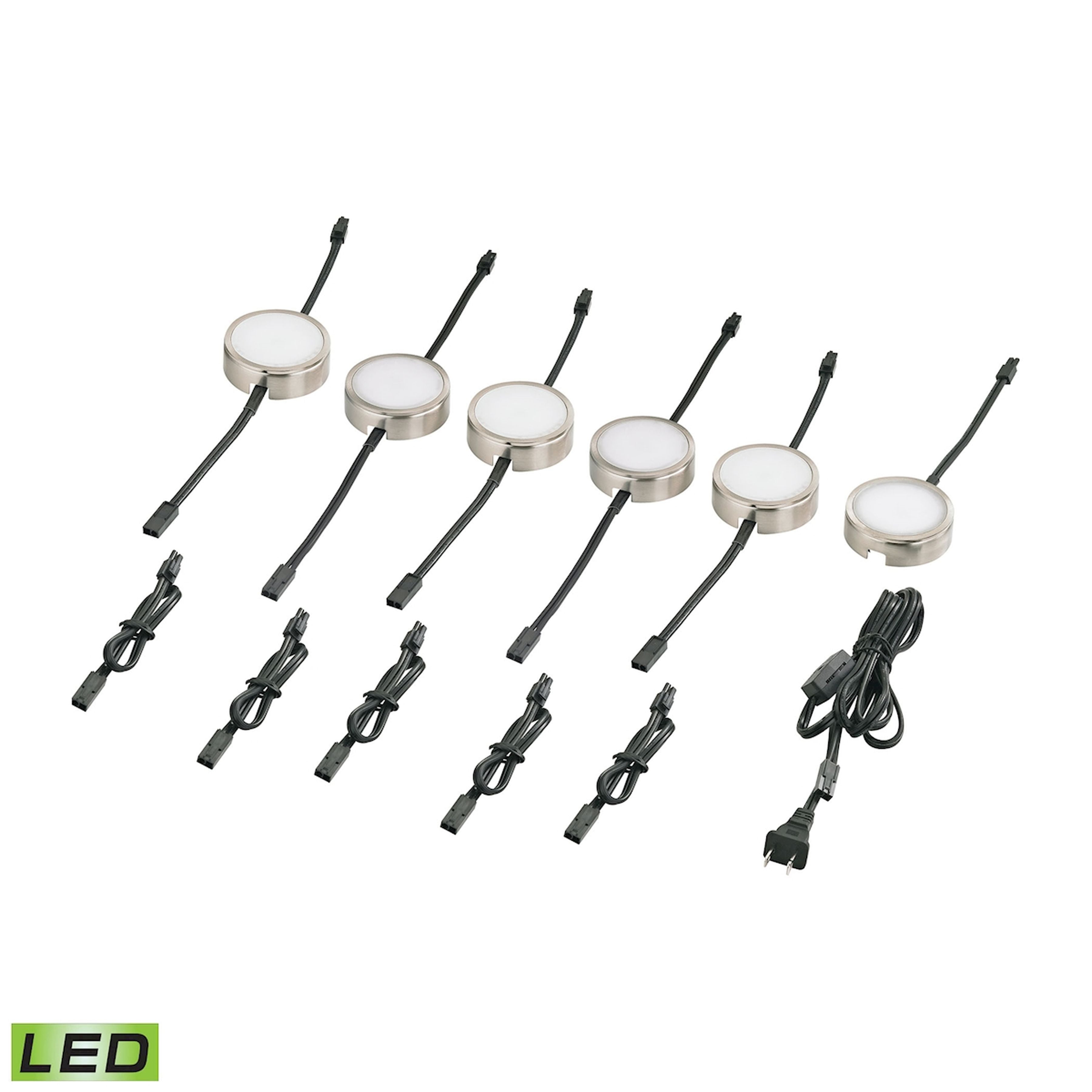Metal Housing 6ft Power Cord w/Plug and Line Switch 5Pcs 12-inch Jump Cord 1Pc Has 1 Tail 5Pcs - Satin Nickel 1