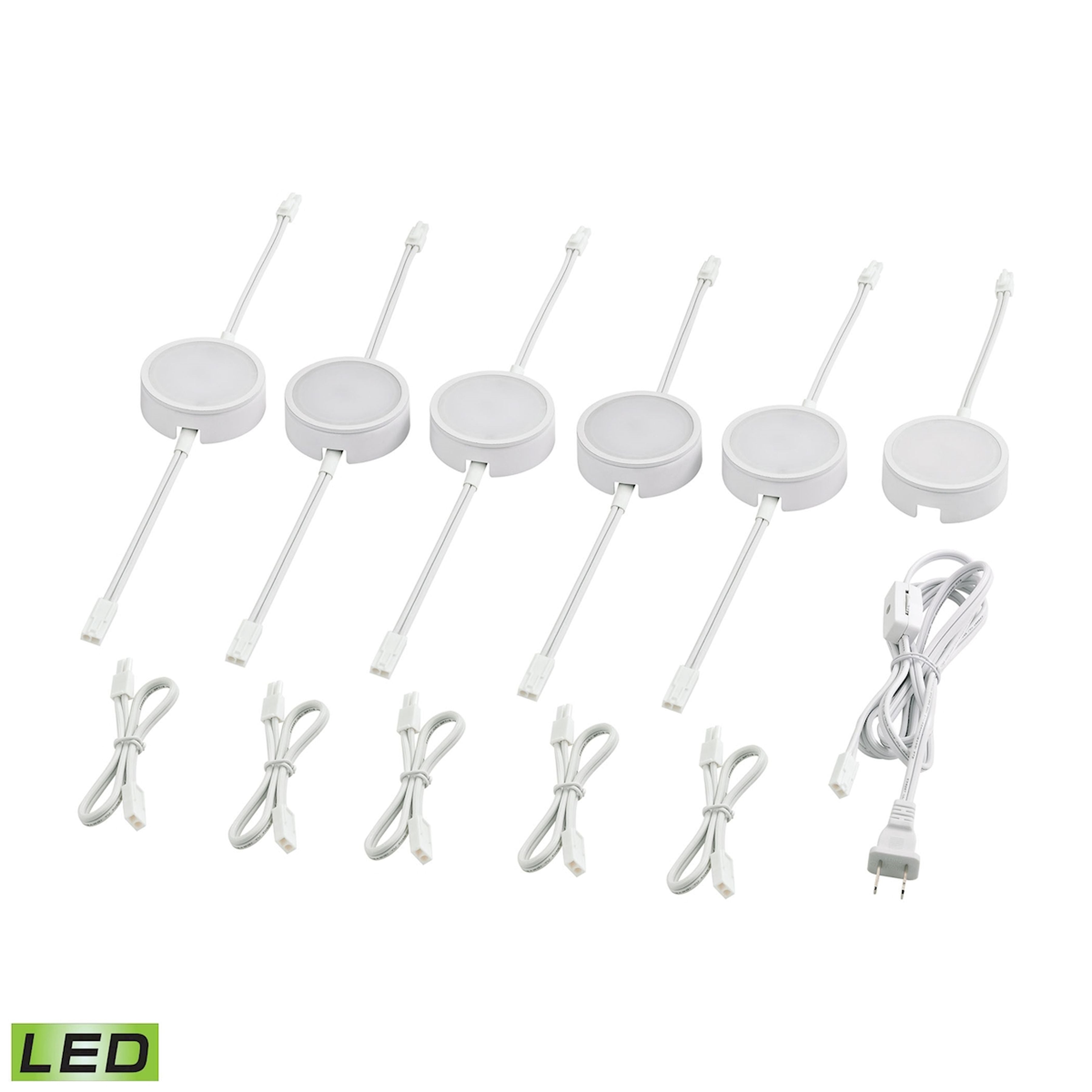Metal Housing 6ft Power Cord w/Plug and Line Switch 5Pcs 12-inch Jump Cord 1Pc Has 1 Tail 5Pcs - White 1
