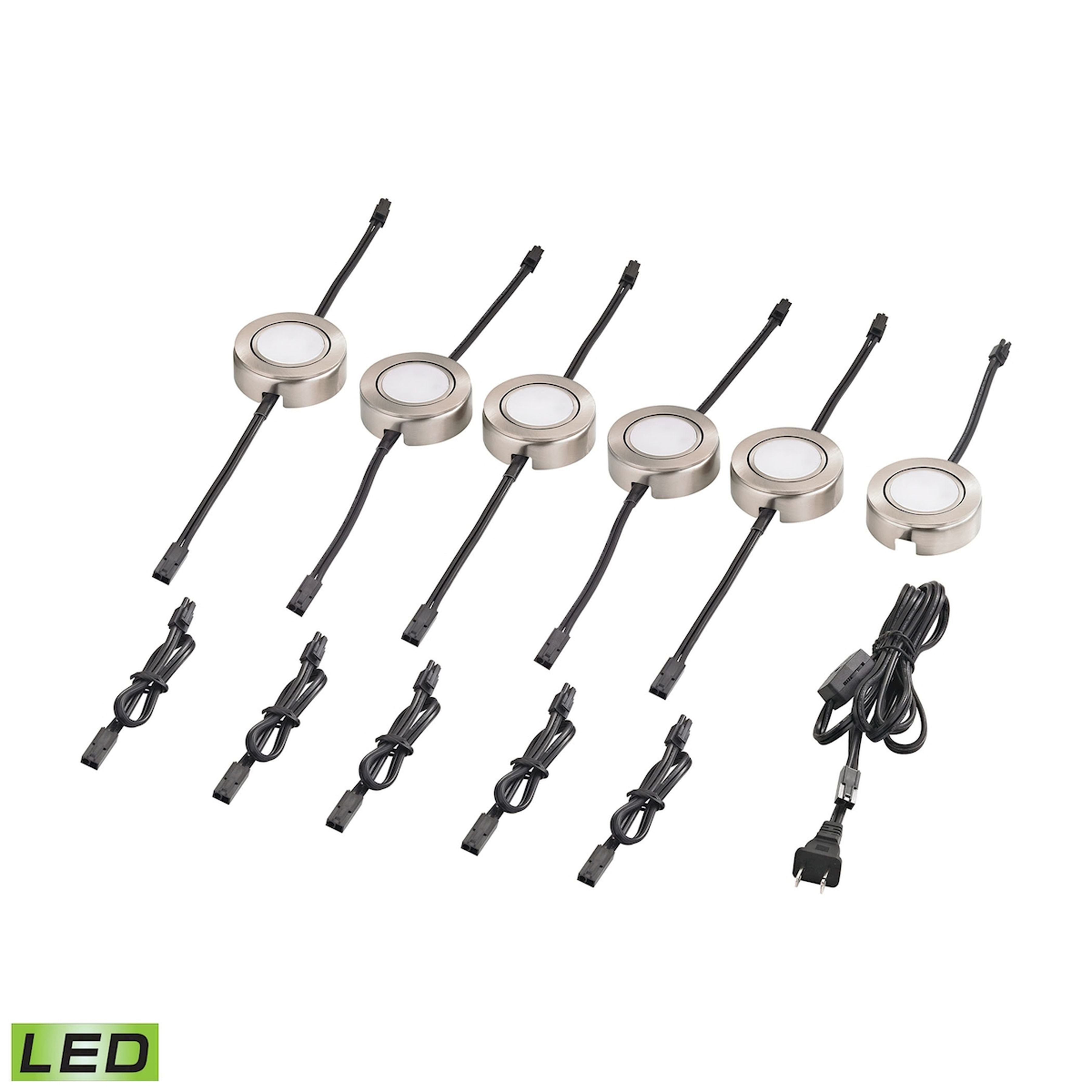 Metal Housing 6ft Power Cord w/Plug and Line Switch 5Pcs 12-inch Jump Cord 1Pc Has 1 Tail 5Pcs - Satin Nickel 2