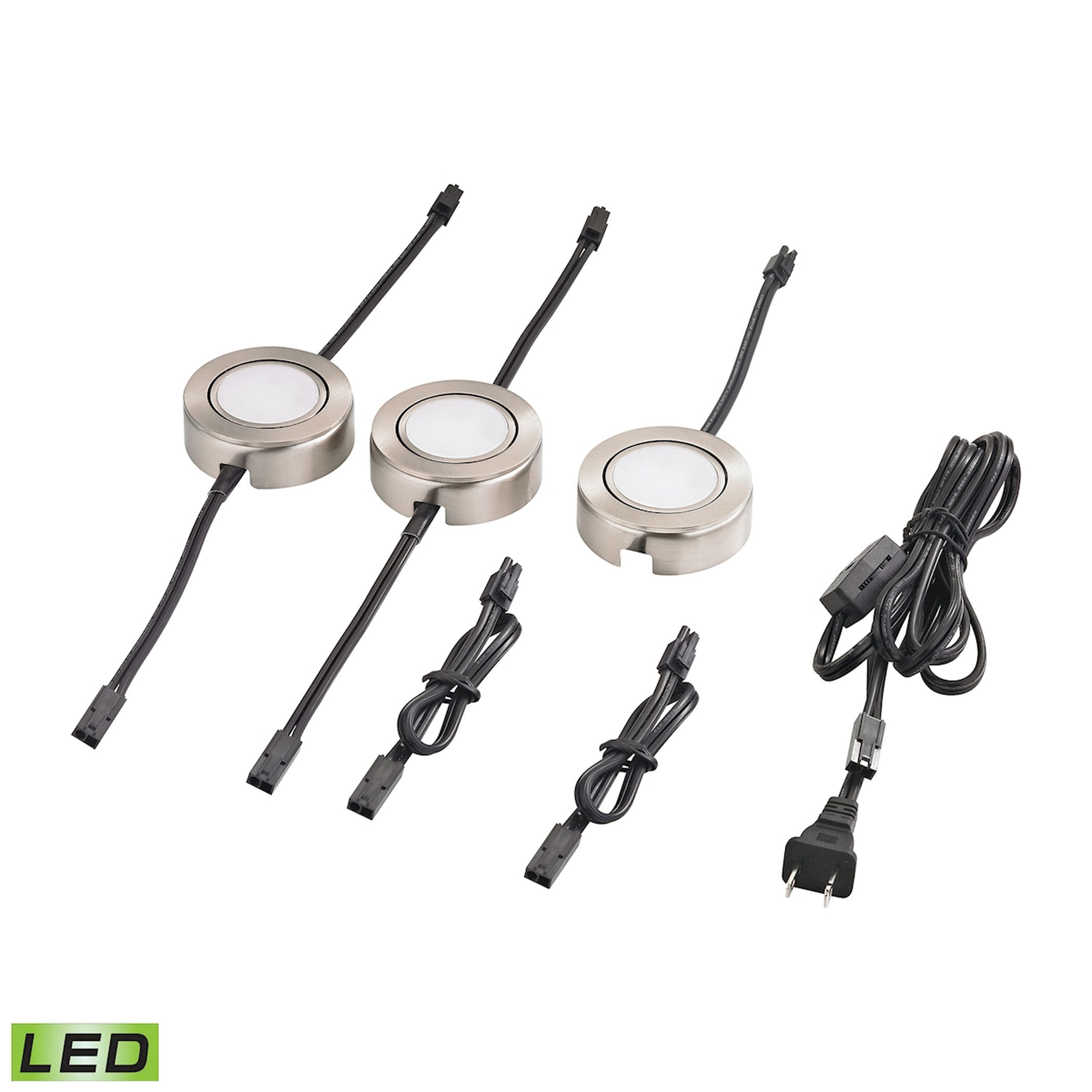 Metal Housing 6ft Power Cord with Plug and Line Switch 2Pcs 12-inch Jump Cord 1Pc Has 1 Tail 2Pc - Satin Nickel