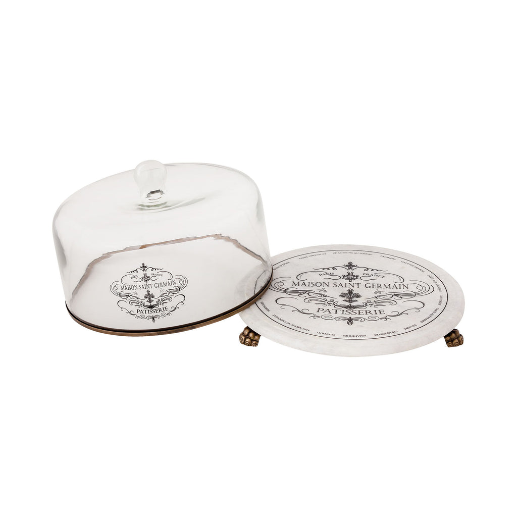 MARBLE PATISSERIE - CLOCHE- BLACK WRITING - BASE