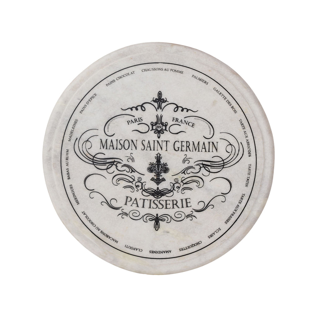 MARBLE PATISSERIE - CLOCHE- BLACK WRITING - BASE