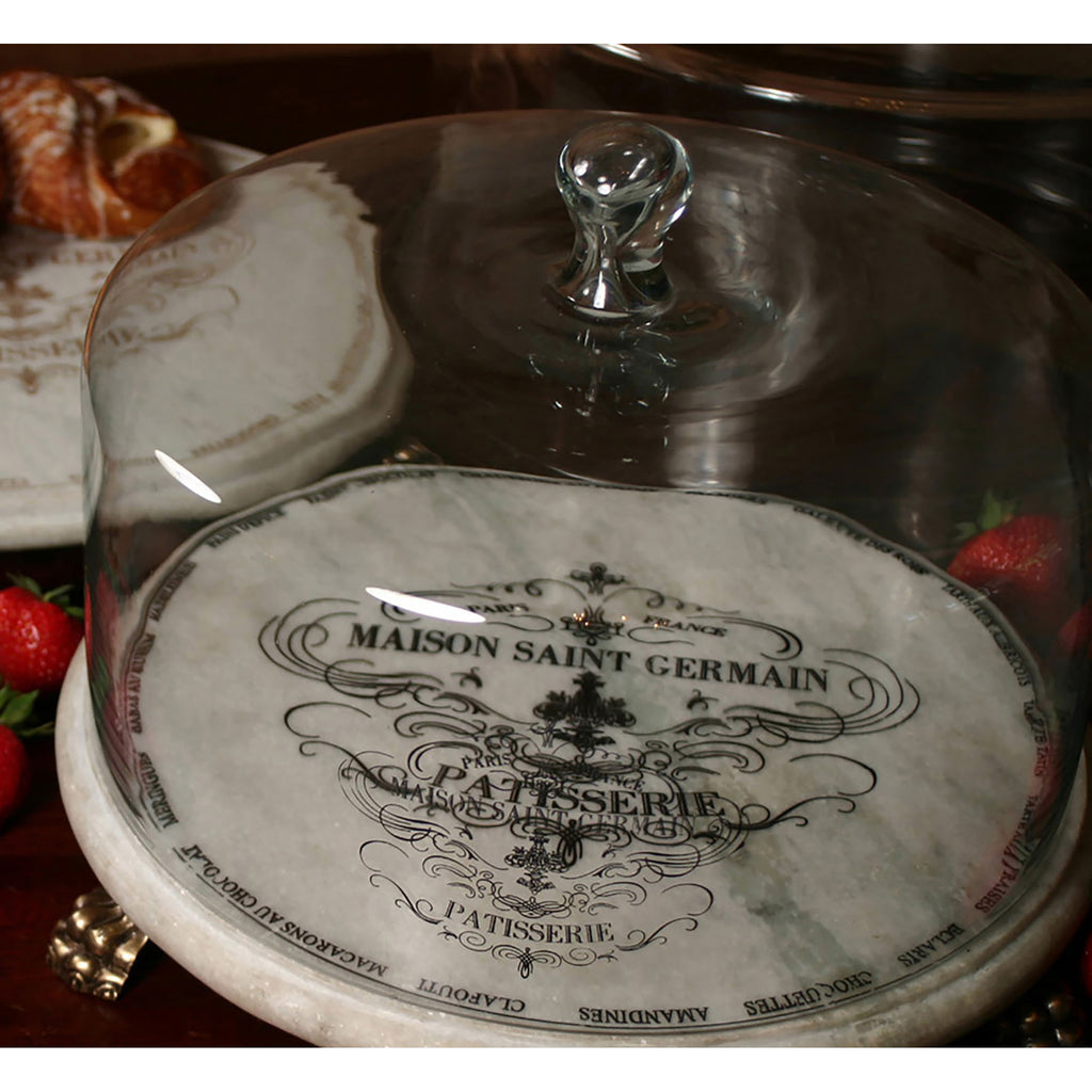 MARBLE PATISSERIE - CLOCHE- BLACK WRITING - BASE