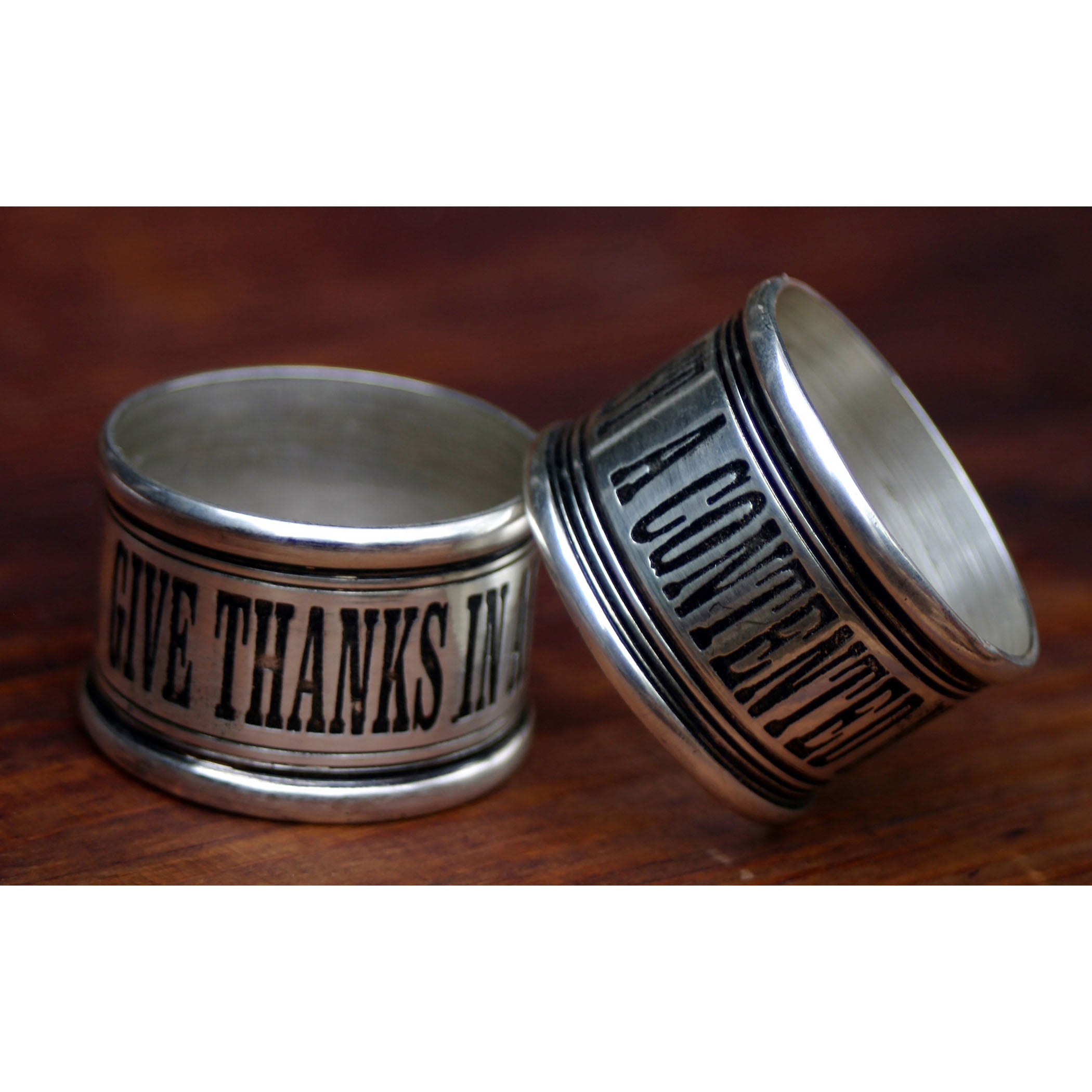 Live in Each... Napkin Ring - Set of 4 Pewter