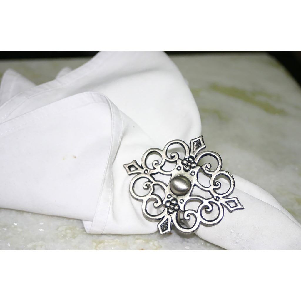 Italian Napkin Ring - Set of 4 Pewter
