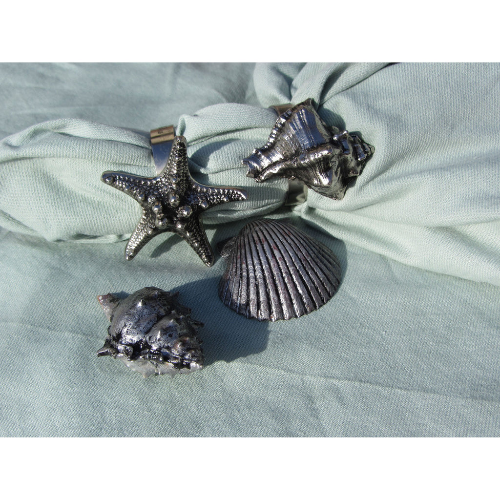 Seashell Napkin Ring - Set of 4 Pewter
