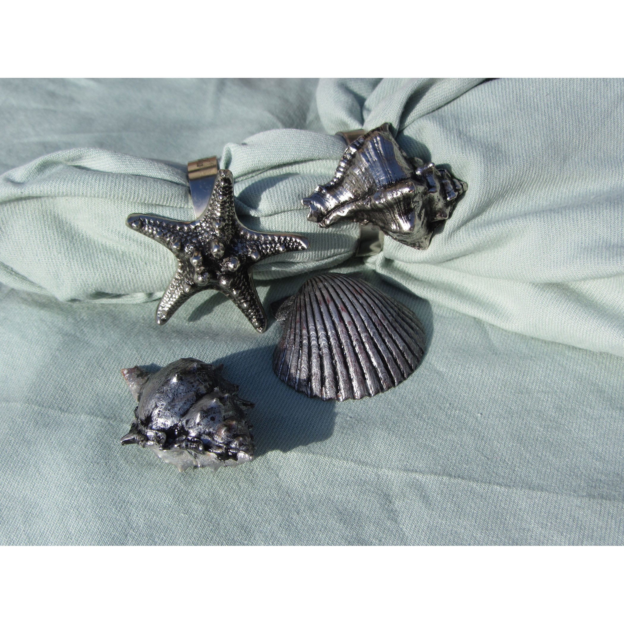 Seashell Napkin Ring - Set of 4 Pewter