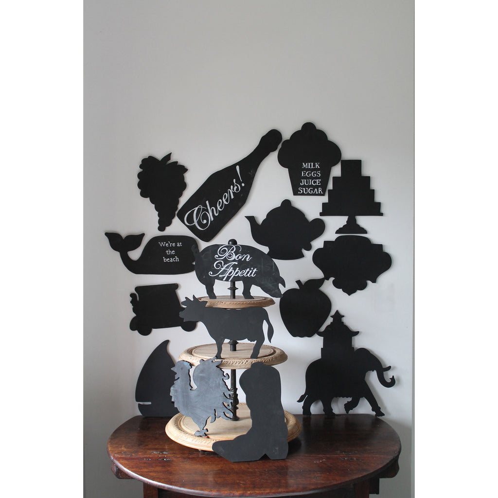 Chalkboard Dimensional Wall Art - Crest Black