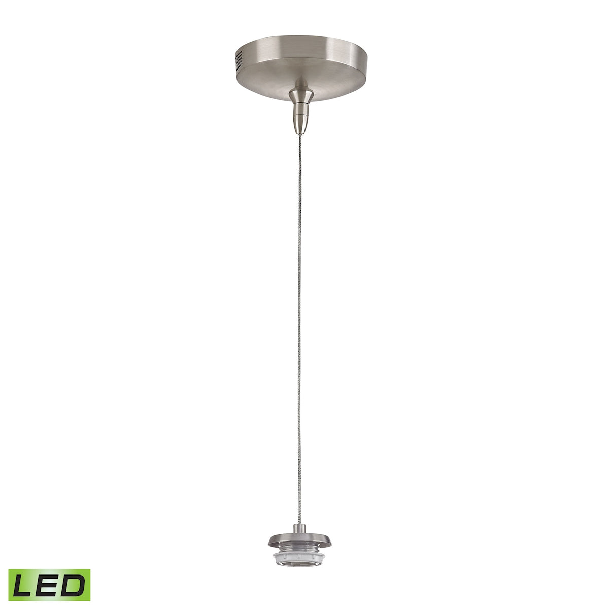 Low Voltage 2'' Wide 1-Light Mini Pendant (Less Glass) - Brushed Nickel - Includes LED Bulb