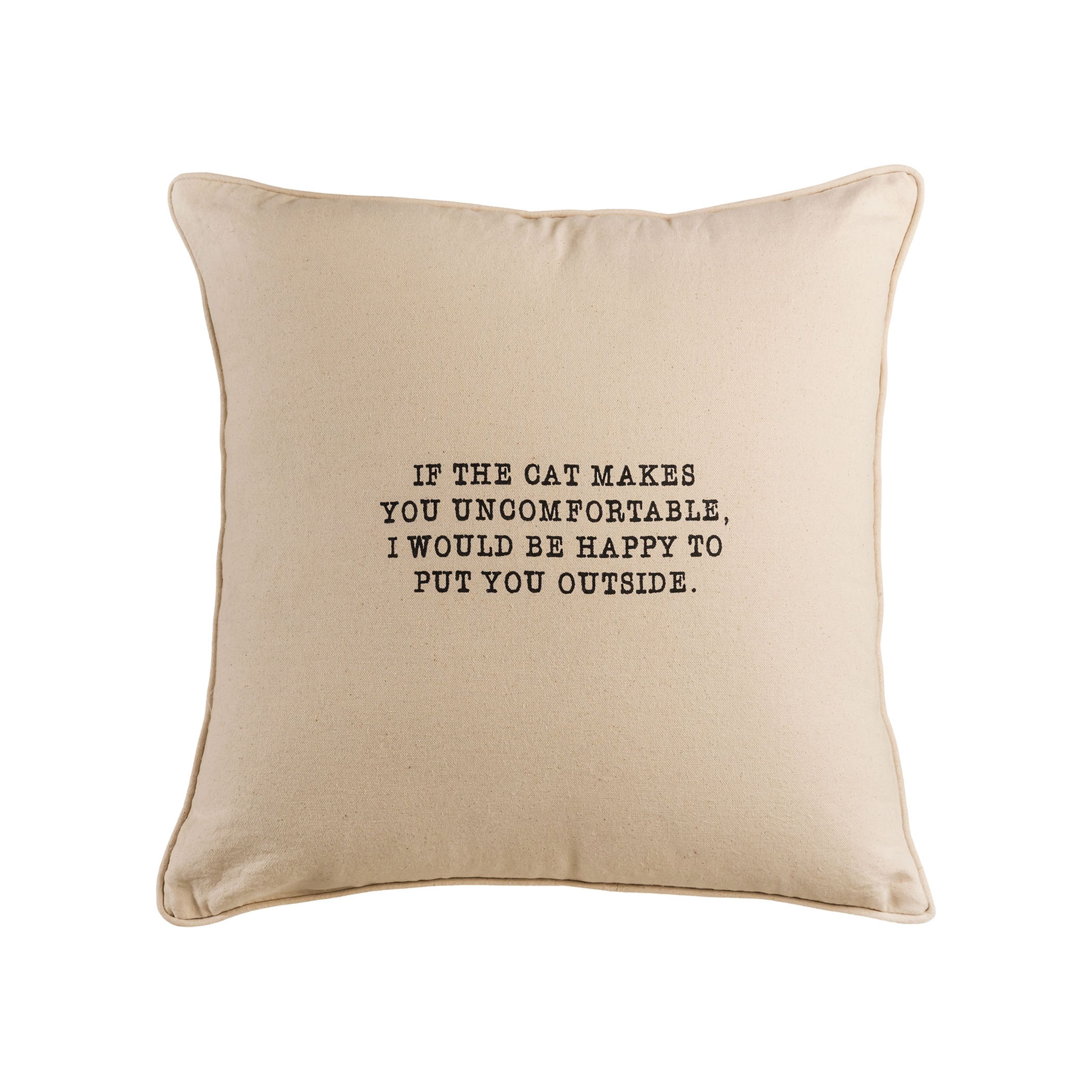 If the Cat Makes You Uncomfortable 20x20 Pillow in Bleached White with Gold Print - COVER ONLY