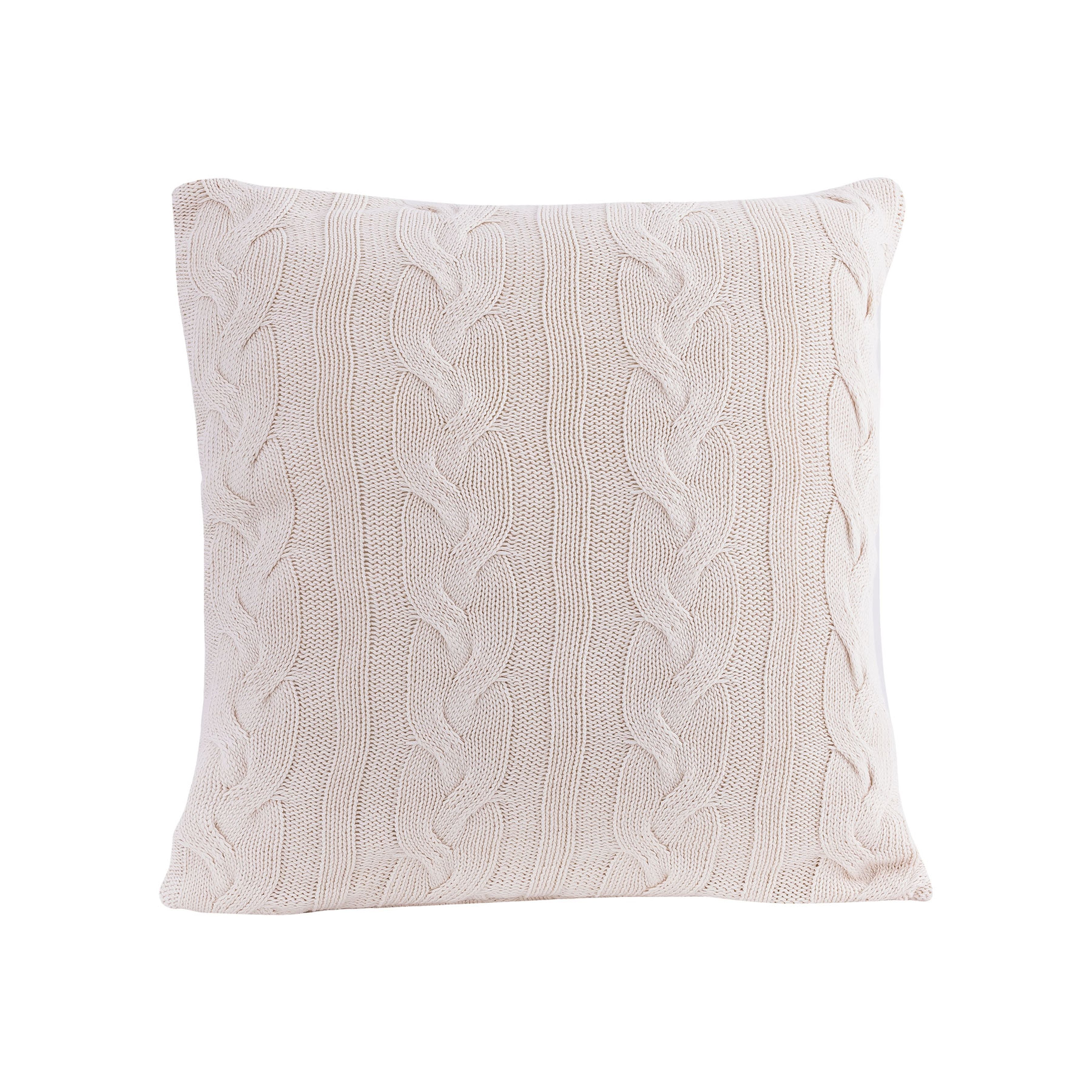 Cable Knit Natural Cotton Cushion/Pillow In White - COVER ONLY